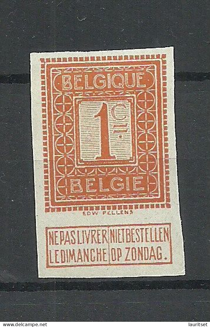 BELGIEN Belgium 1912 Michel 89 (*) Proof Essay Probedruck - Probe- Und Nachdrucke