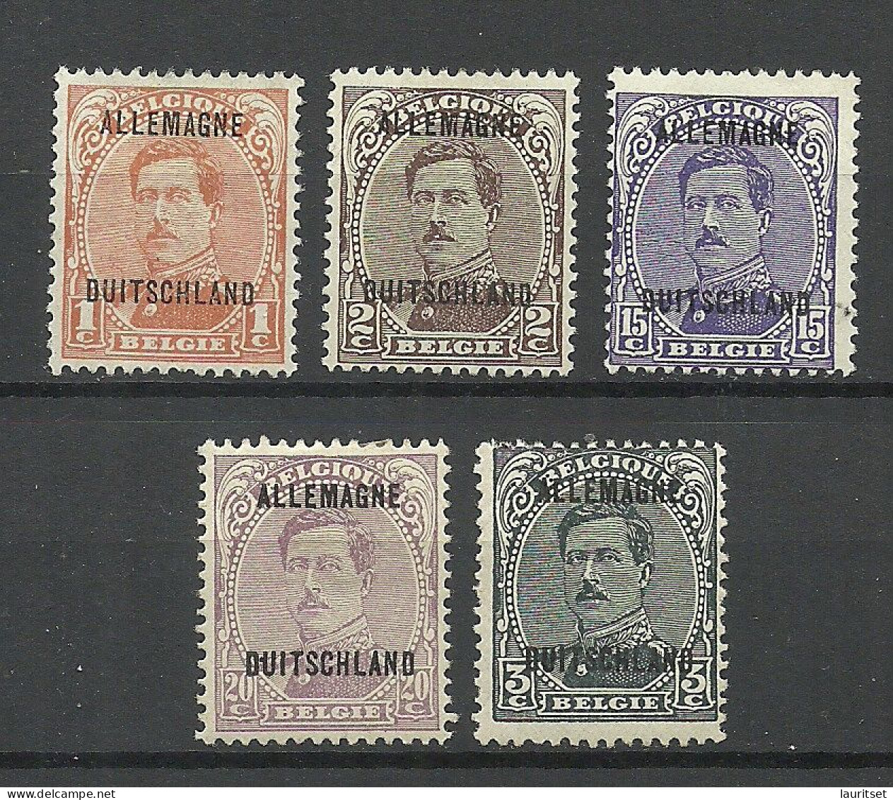 BELGIEN Belgium Belgique Belgische Militärpost In Rheinland 1919 Michel 1 - 2 & 5 & 15 * - OC38/54 Belgische Besetzung In Deutschland