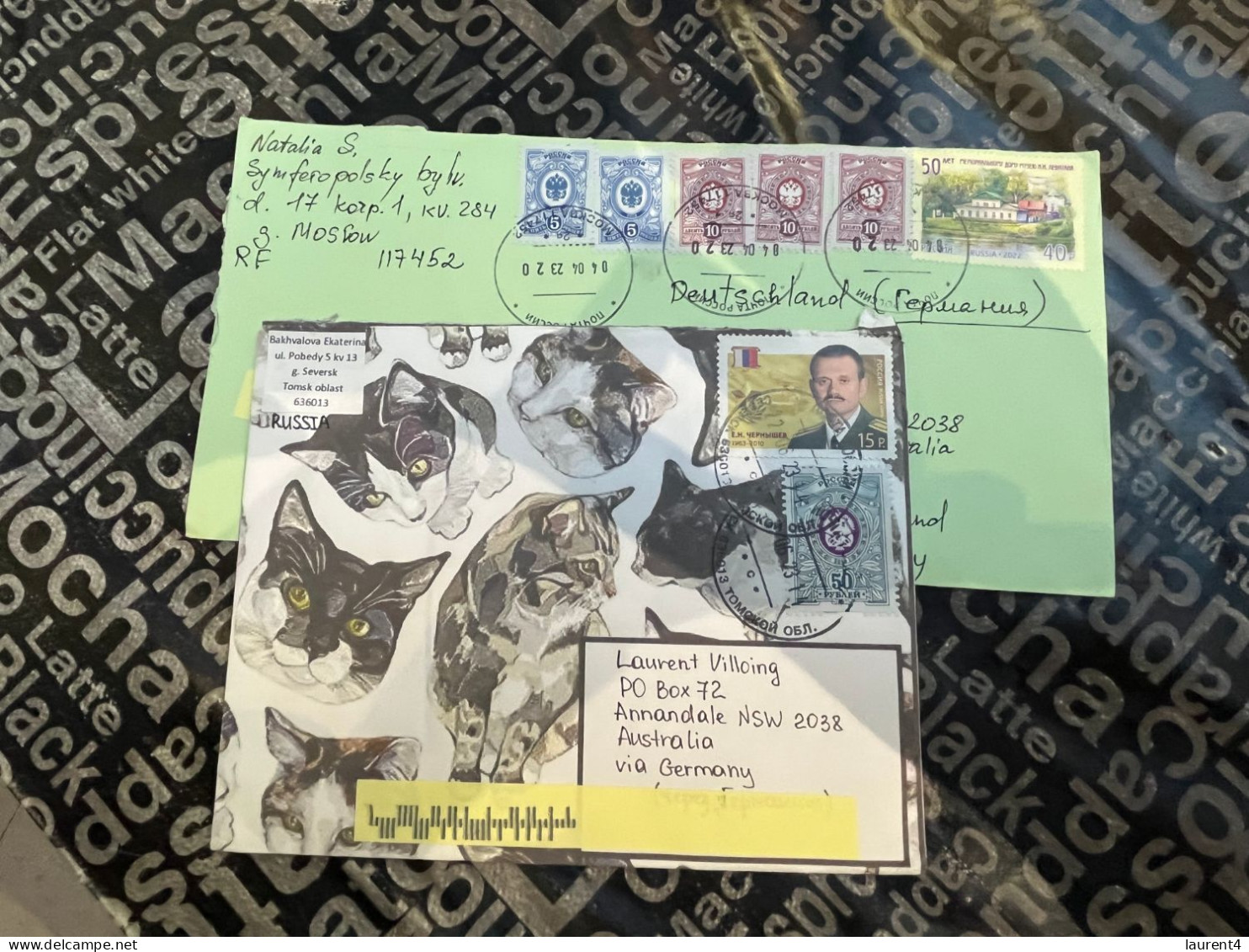 9-8-2023 (2 T 4) 2 Letters Posted From Russia To Australia (+ 1) - Storia Postale