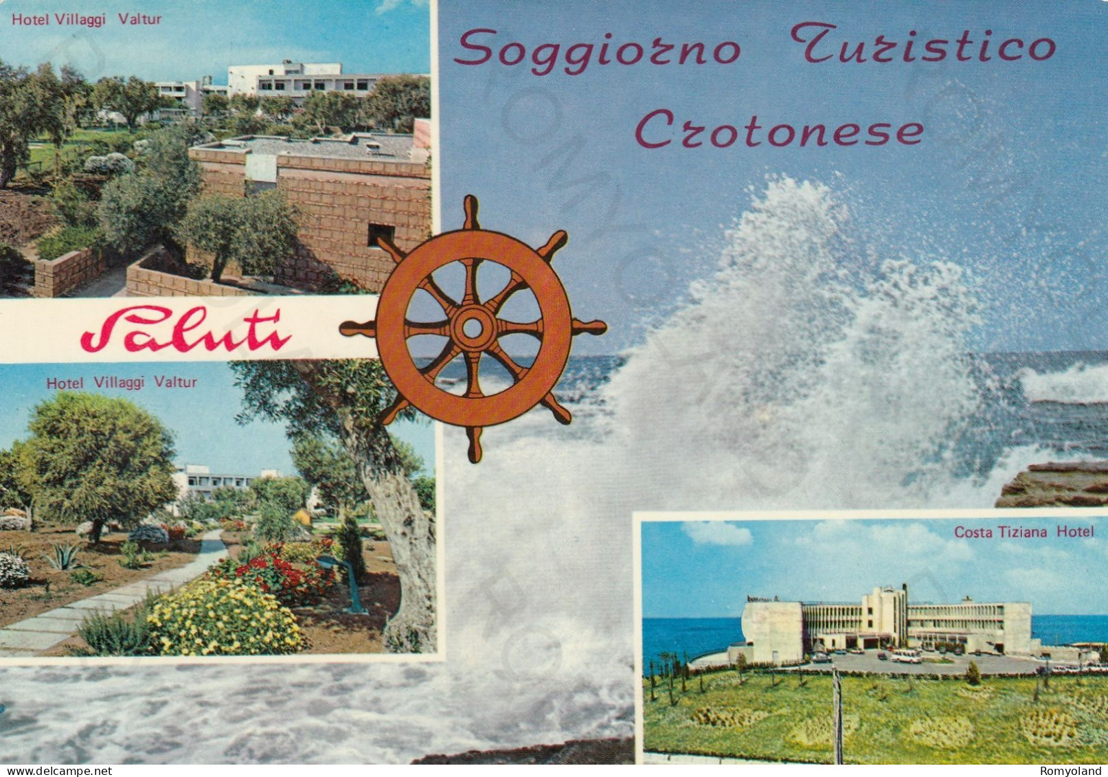 CARTOLINA  CROTONE,CALABRIA-SOGGIORNO TURISTICO CROTONESE-HOTEL VILLAGGI VALTUR-COSTA TIZIANA HOTEL-VIAGGIATA 1975 - Crotone