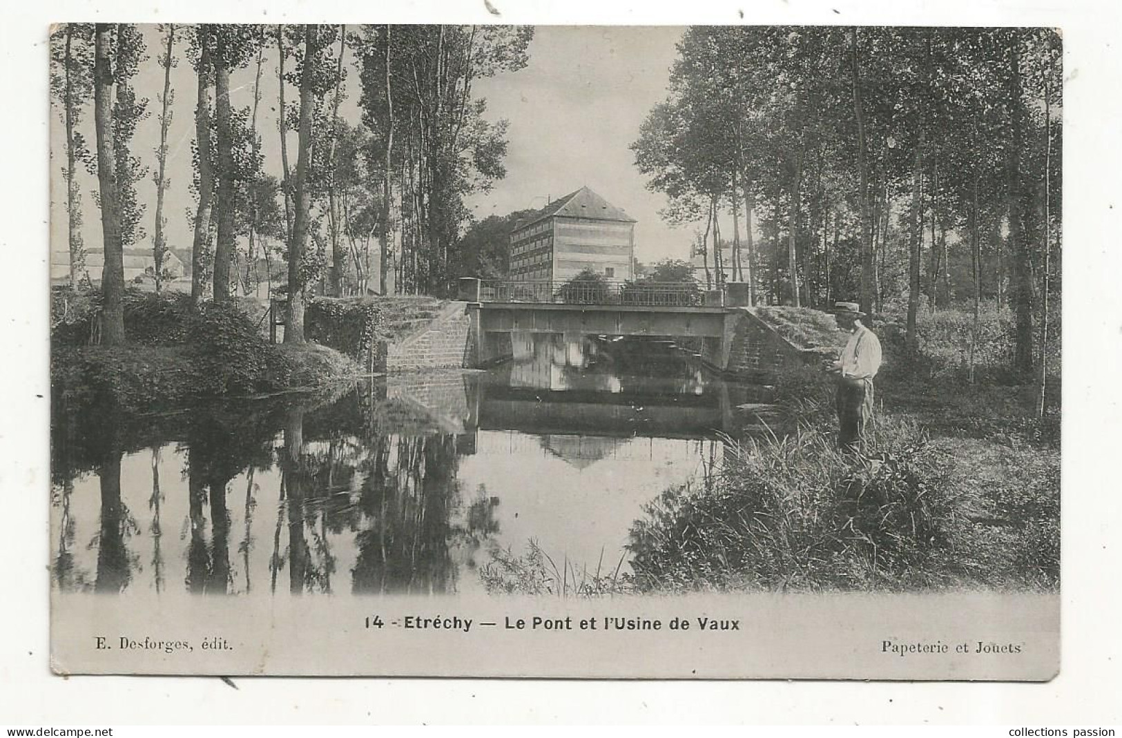 Cp, 91, ETRECHY, Le Pont Et L'usine De VAUX, écrite 1918, Photo-email A. Breger Frères - Etrechy