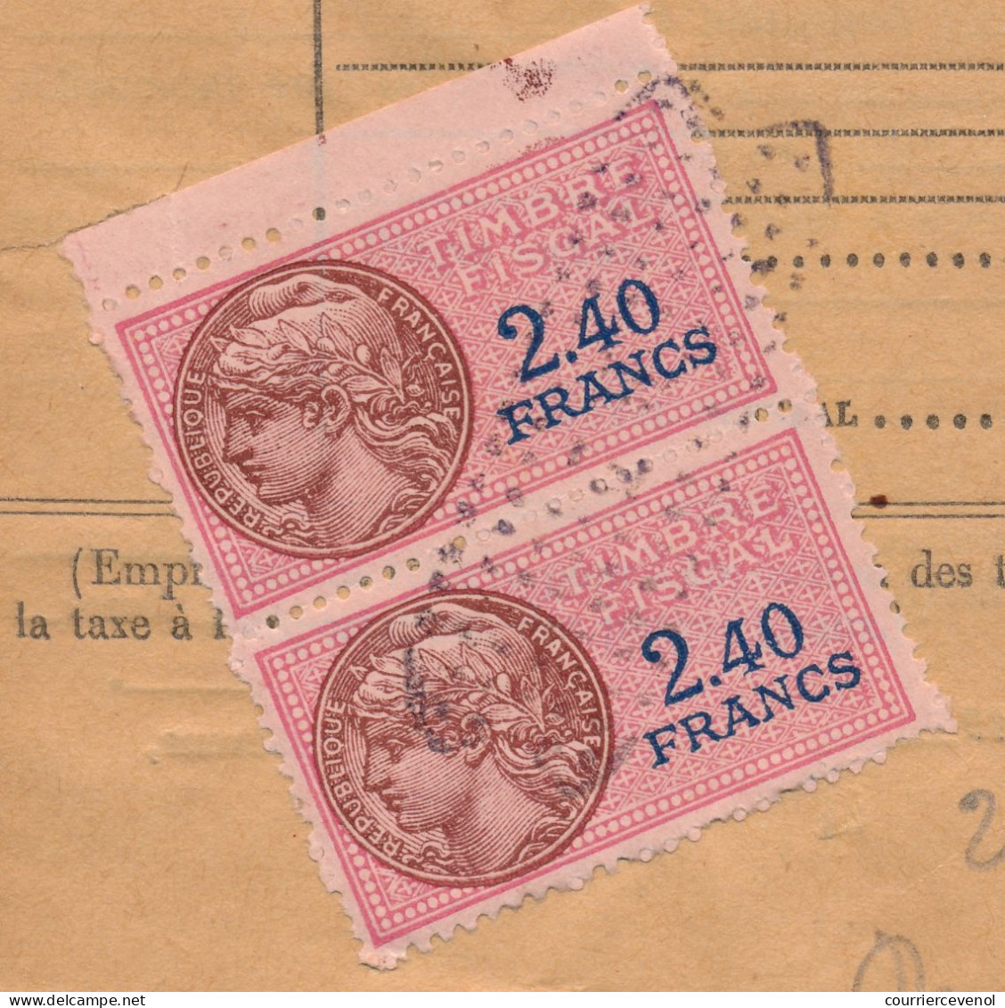 FRANCE - 3 Reçus "Douanes Françaises" Avec Fiscaux Type Daussy - 1,20 Franc / 2,40 Francs / 2,40 Francs Paire - Covers & Documents