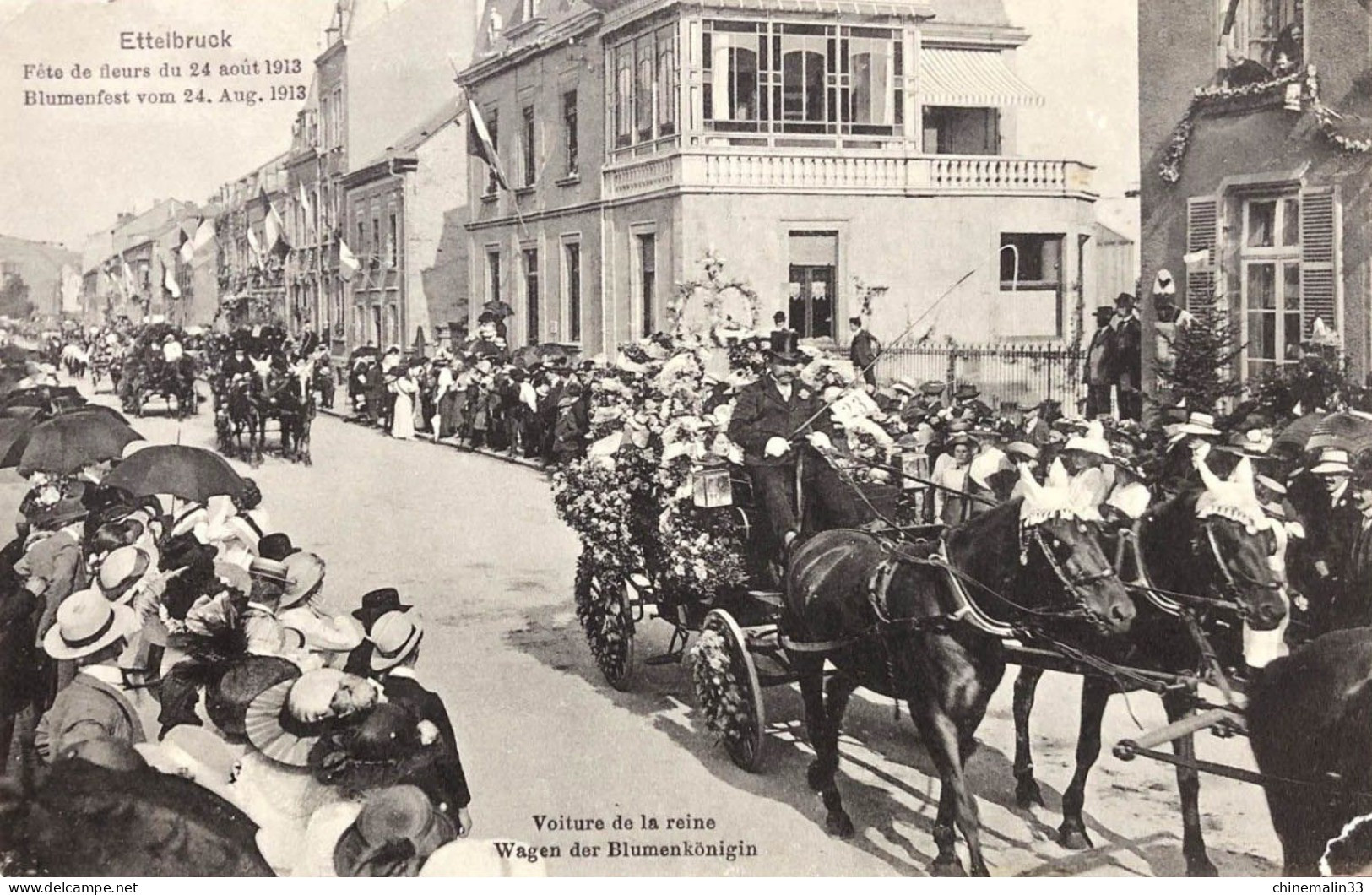 LUXEMBOURG ETTELBRUCK FÊTE DE FLEURS VOITURE DE LA REINE TRES BELLE  ANIMATION  9X14 REIMPRESSION DE CARTES ANCIENNES - Ettelbruck