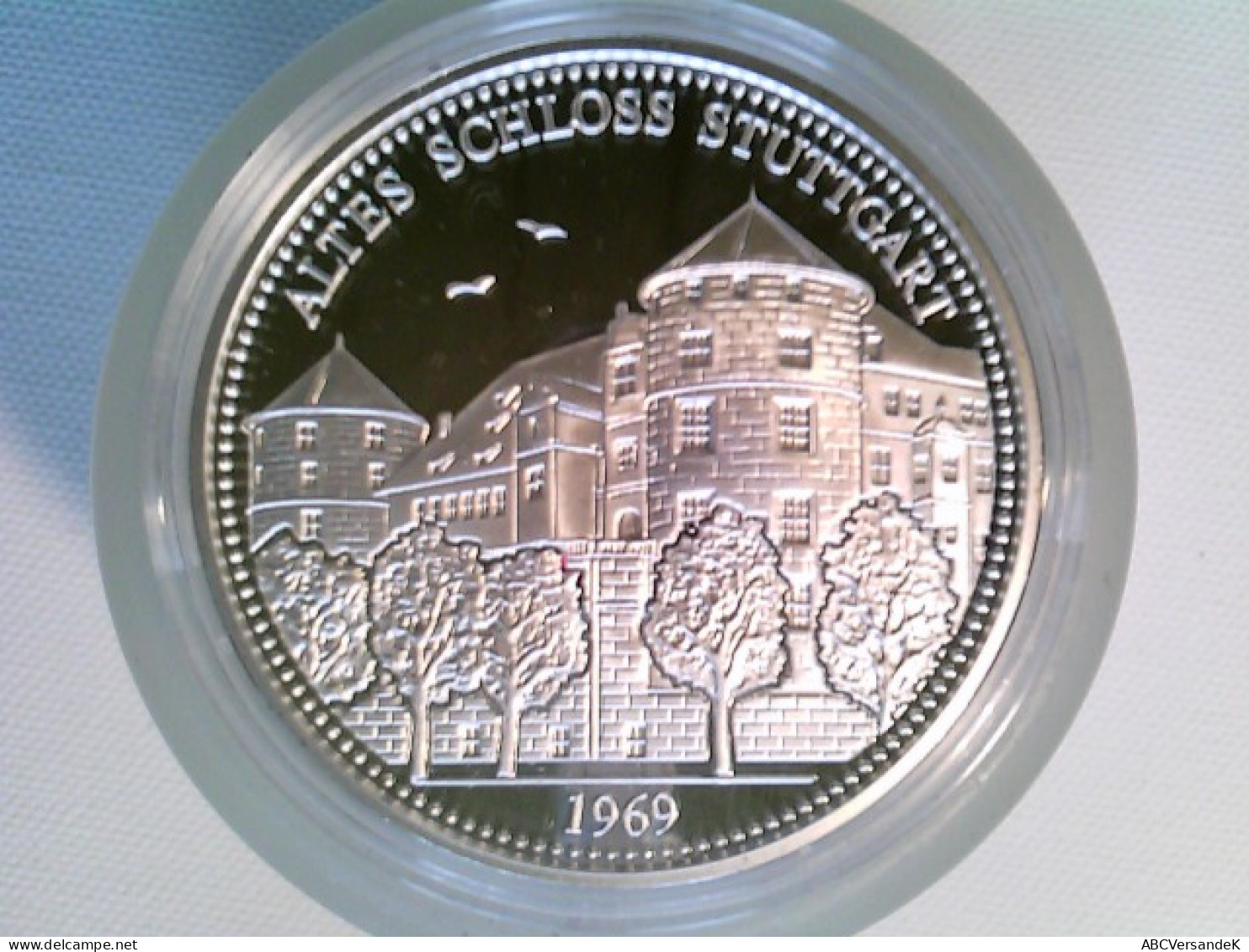 Medaille, Altes Schloss, 800 Jahre Stuttgart, Cu-Legierung Versilbert, 40 Mm, Zertifikat - Numismatik