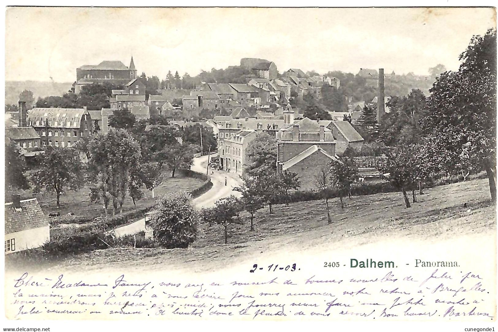 CPA DALHEM : Panorama ( N° 2405 ) - Circulée En 1903 > St Josse - 2 Scans - Dalhem