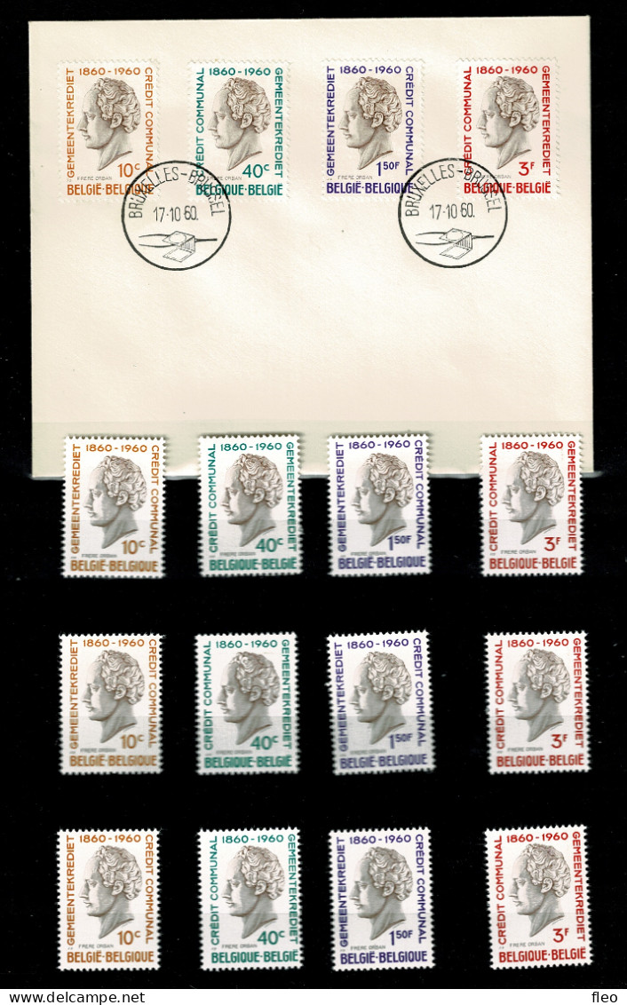 1960 1159/1162 FDC & Serie** X 3 :  "Crédit Communal De Belg./Gemeentekrediet Van Belg. " - 1951-1960