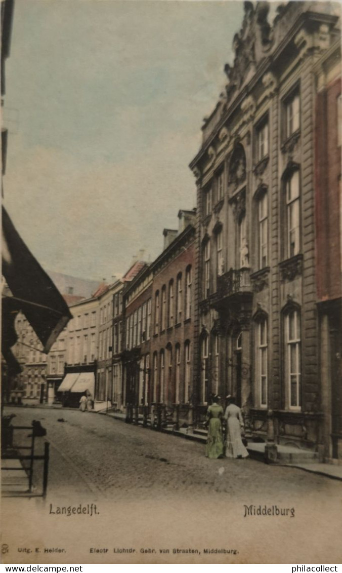 Middelburg  (Zld)  Langedelft (kleur) 1910 Vlekkig - Vuil - Middelburg