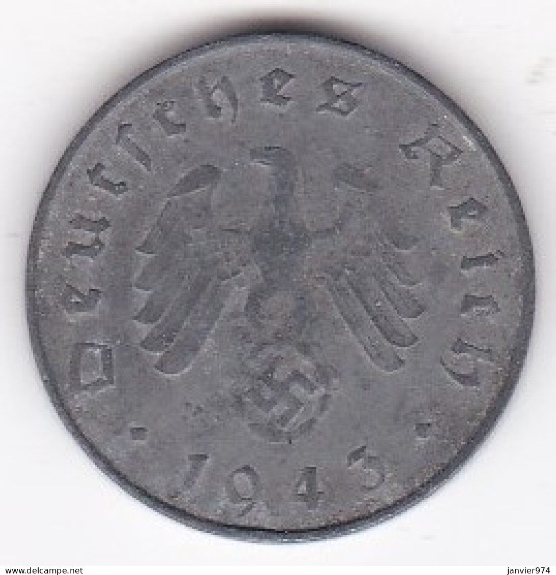 10 Reichspfennig 1943 G KARLSRUHE En Zinc - 10 Reichspfennig