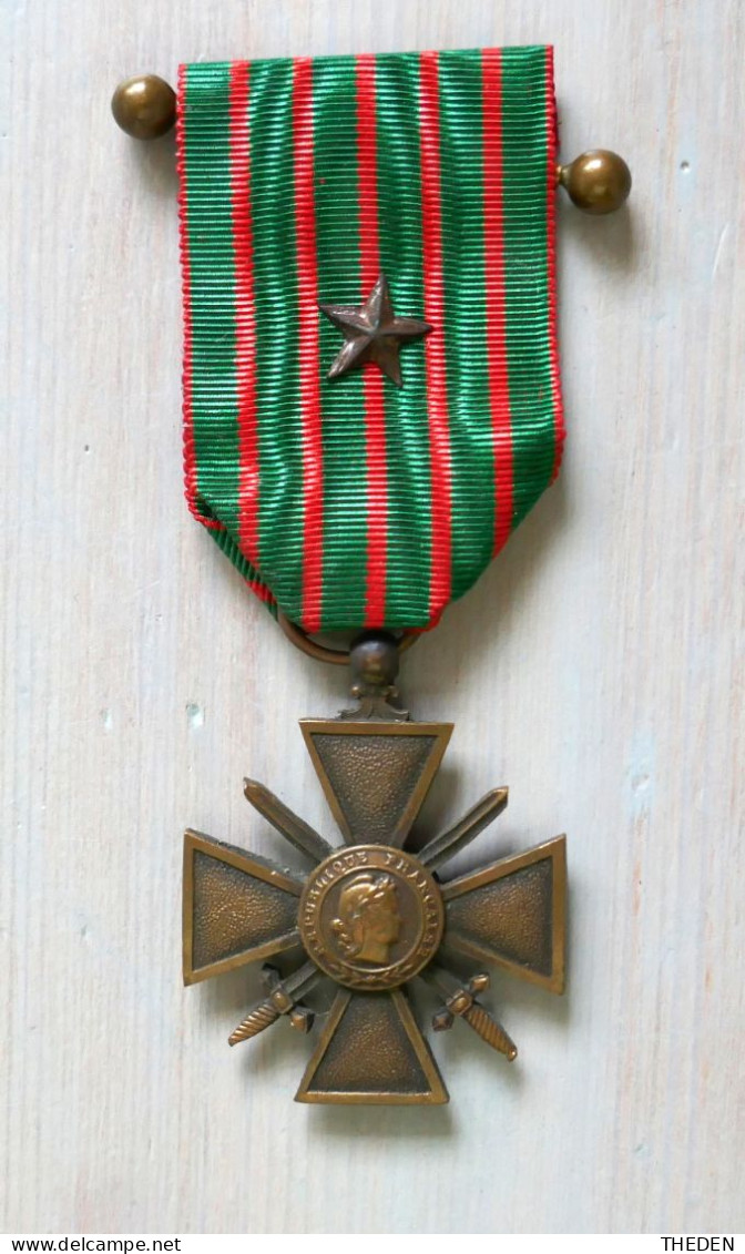 Croix De Guerre 1914/1918 1 étoile Avec Ruban - Francia