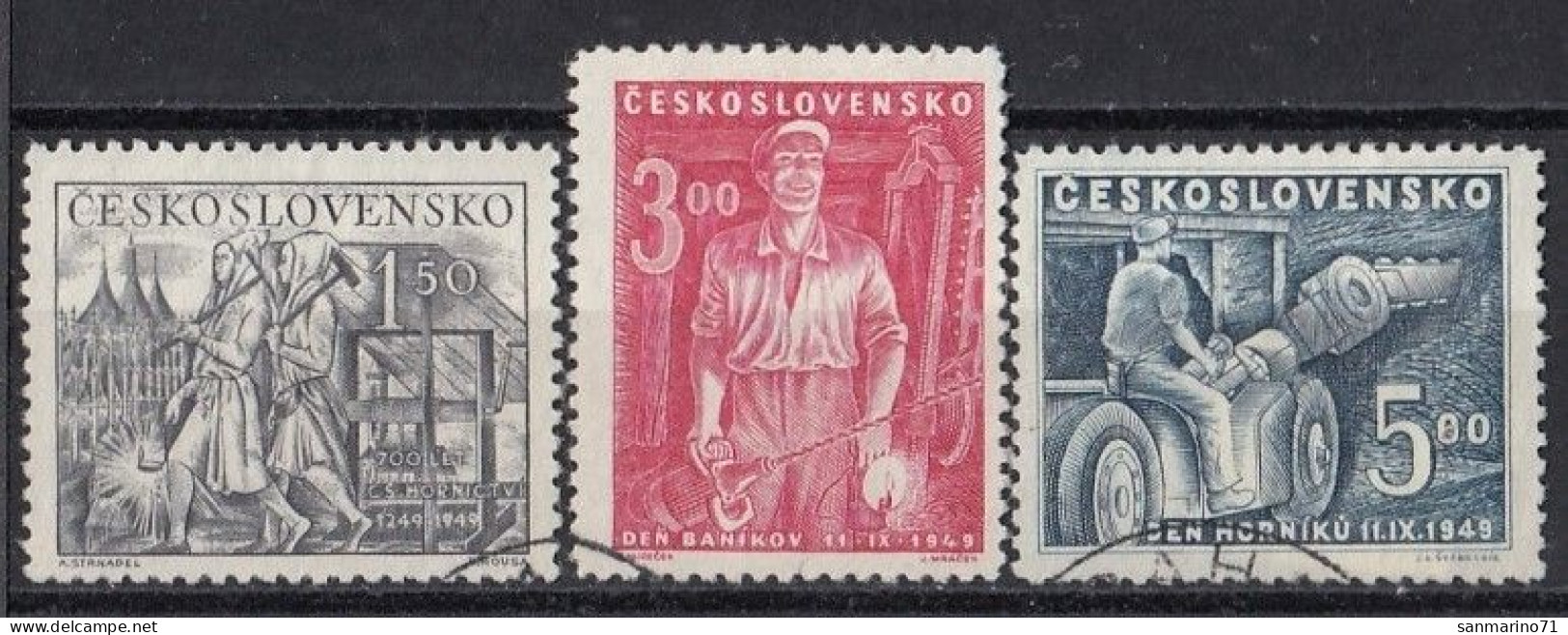 CZECHOSLOVAKIA 594-596,used,falc Hinged - Usines & Industries