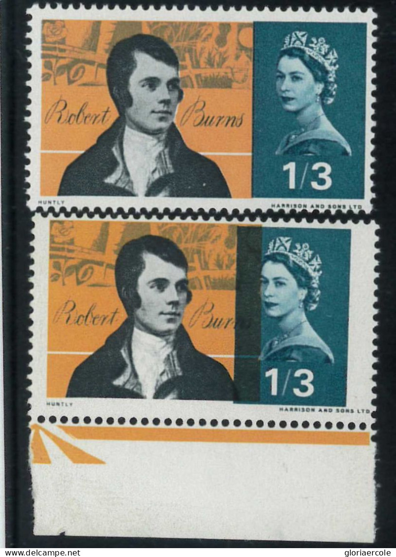 P0791 - GB - STAMPS - SG # 686 - Robert Burns SHIFTED COLOUR - Very Rare - Errors, Freaks & Oddities (EFOs