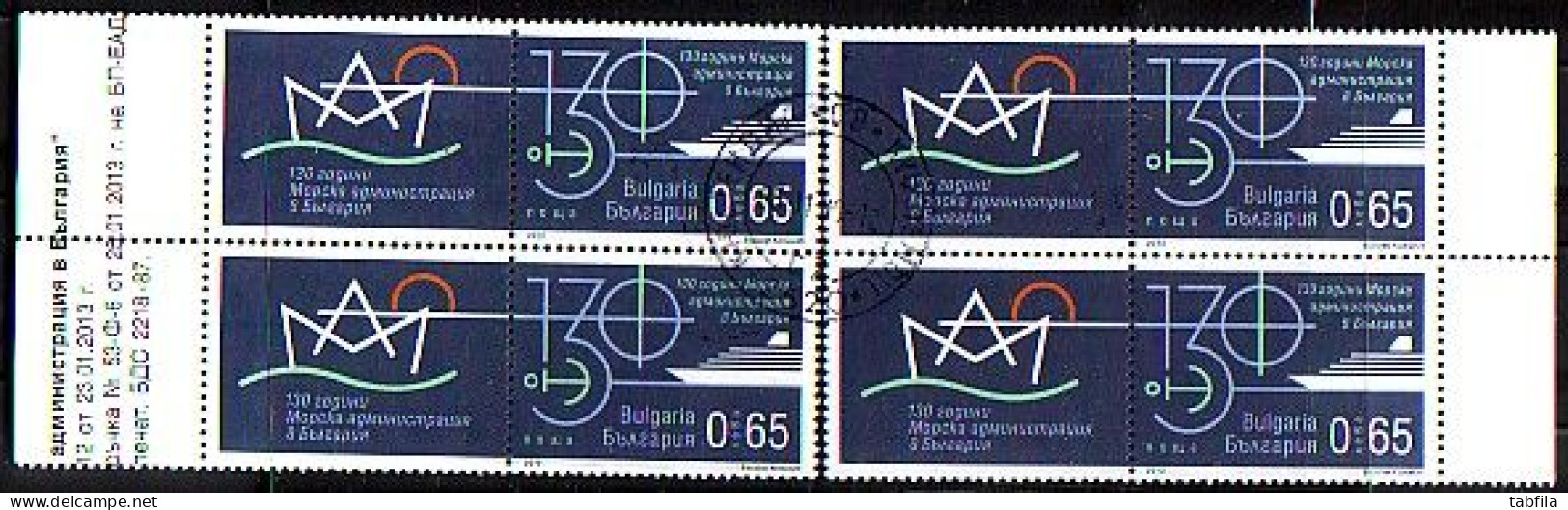 BULGARIA \ BULGARIE - 2013 - 130 Années De L'administration Maritime En Bulgarie - Bl De 4 Used - Usati