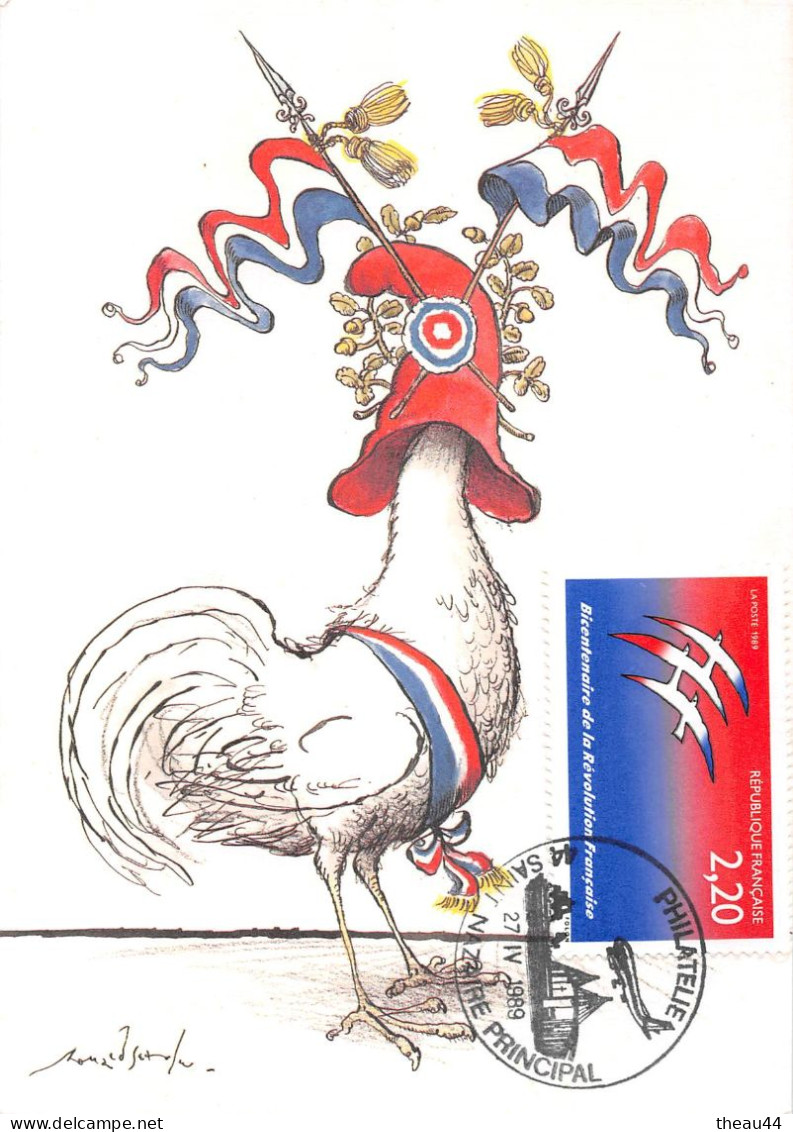 Lot De 13 Cartes Du Bicentenaire De La Révolution Française En 1989  - Illustrateurs (CABU, LOUP) Oblitérations, Timbres - Loeffler