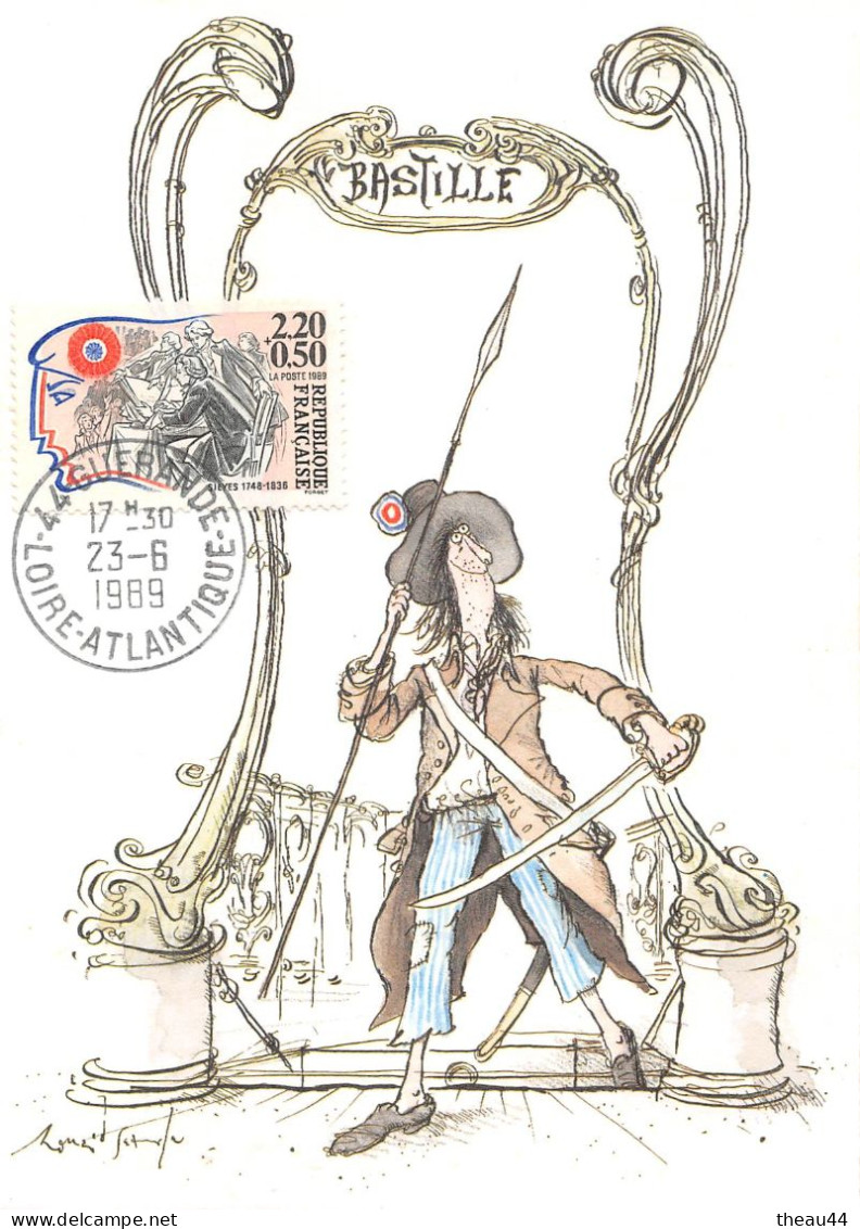 Lot de 13 Cartes du Bicentenaire de la Révolution Française en 1989  - Illustrateurs (CABU, LOUP) Oblitérations, Timbres