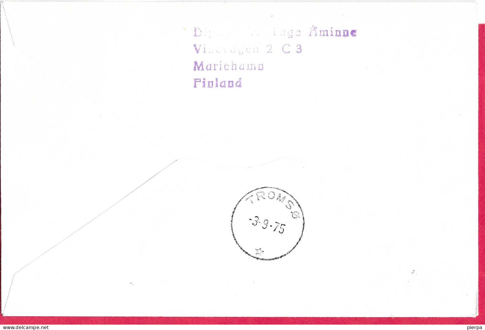 NORVEGIA - PRIMO VOLO FIRST FLIGHT SAS LONGYEARBYEN/TROMSO *3.9.1975* ON COVER - Storia Postale