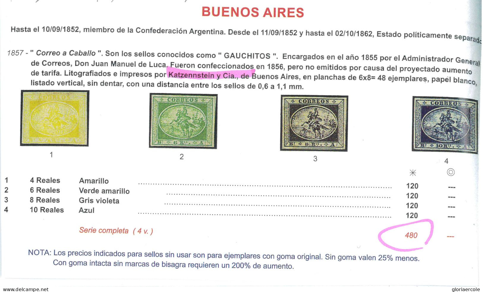 P0797 - ARGENTINA -  STAMPS - Buenos Aires HORSE POST Correos A Caballo - Buenos Aires (1858-1864)