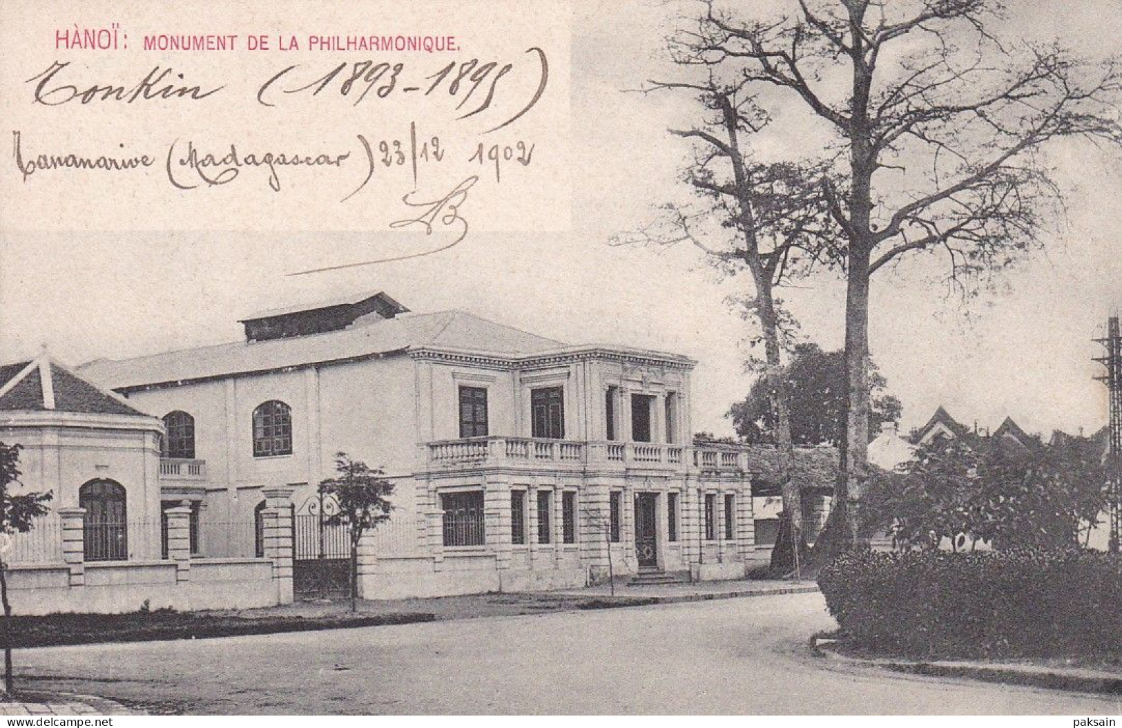 Correspondance Militaire Sur Carte D'Hanoi Tonkin Indochine + Cachet Cabinet Du Gouverneur Général De Madagascar - Briefe U. Dokumente