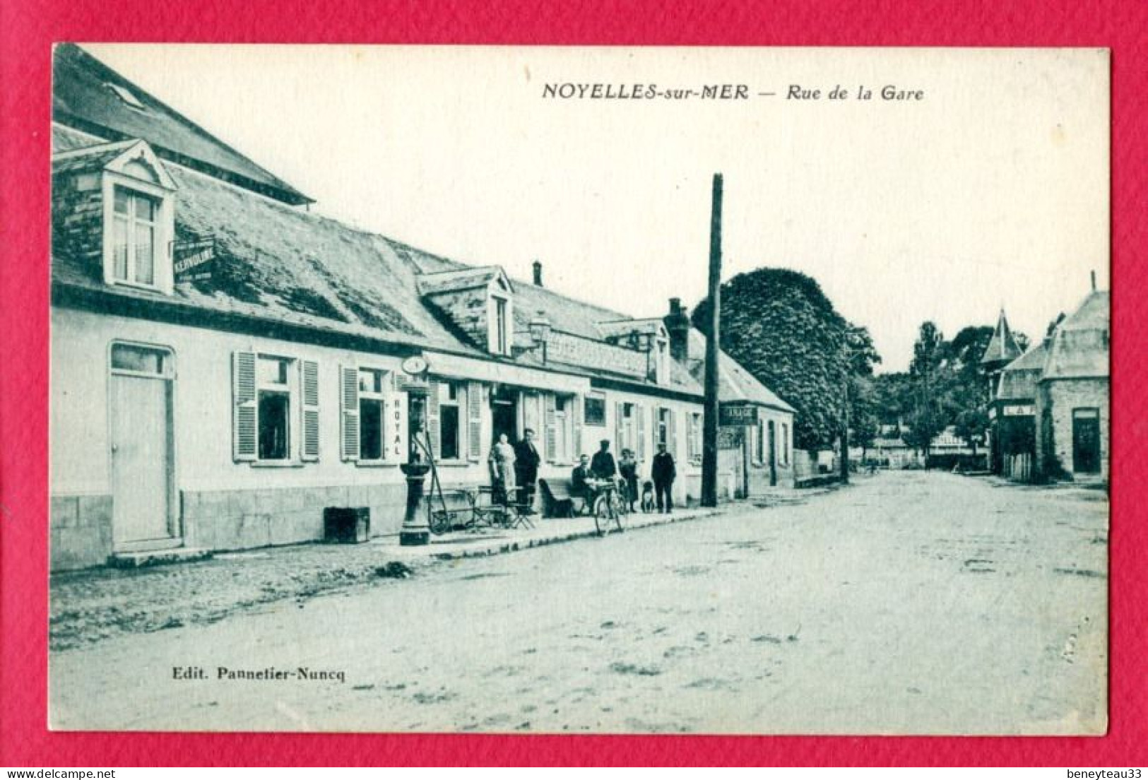 CPA (Réf (FF846) NOYELLES-sur-MER (80 SOMME) Rue De La Gare (animée Vieux Poste à Essence Royal) - Noyelles-sur-Mer