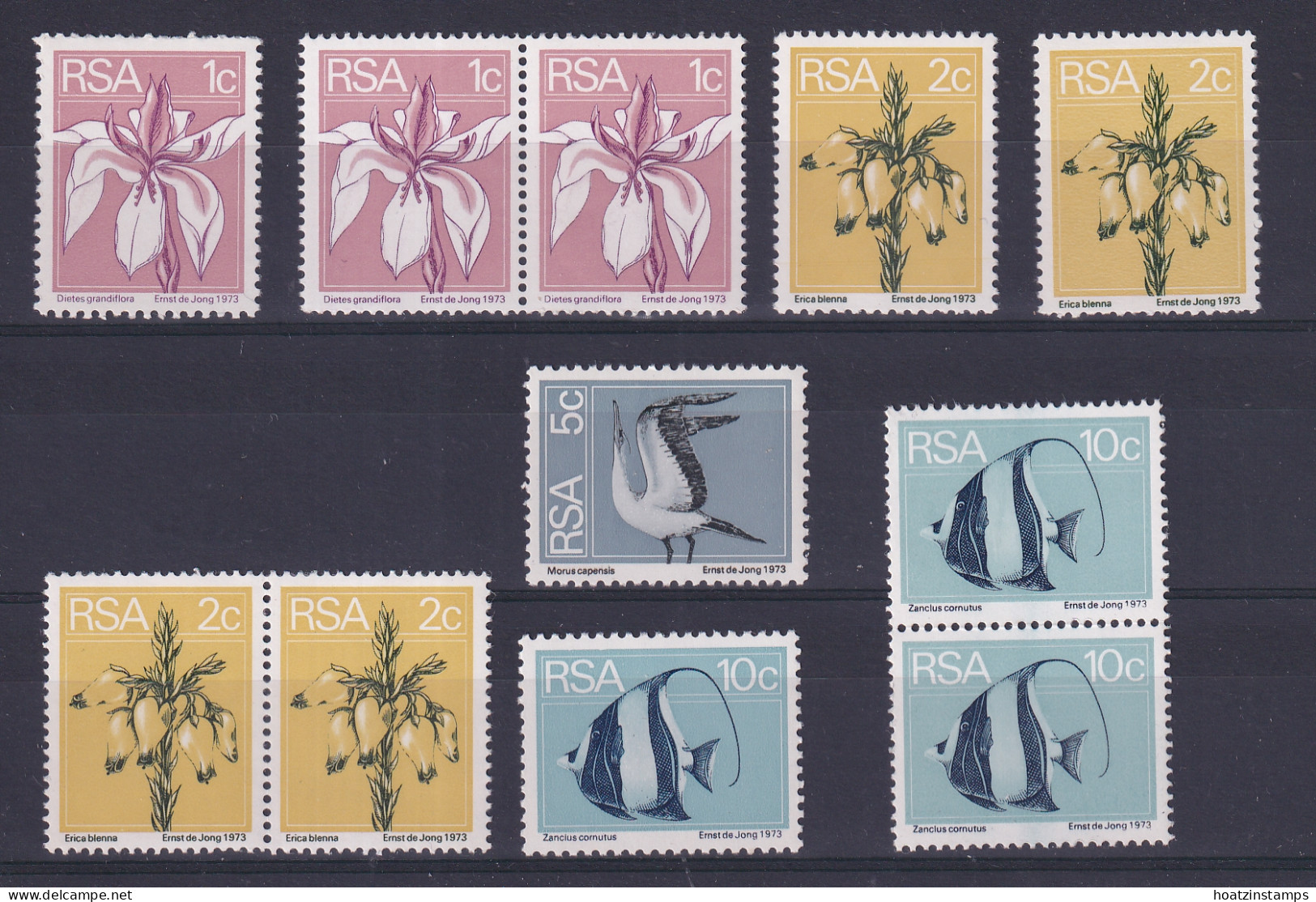 South Africa: 1974/76   Flowers / Birds / Fish Coil Stamps   SG370-373     MNH - Unused Stamps