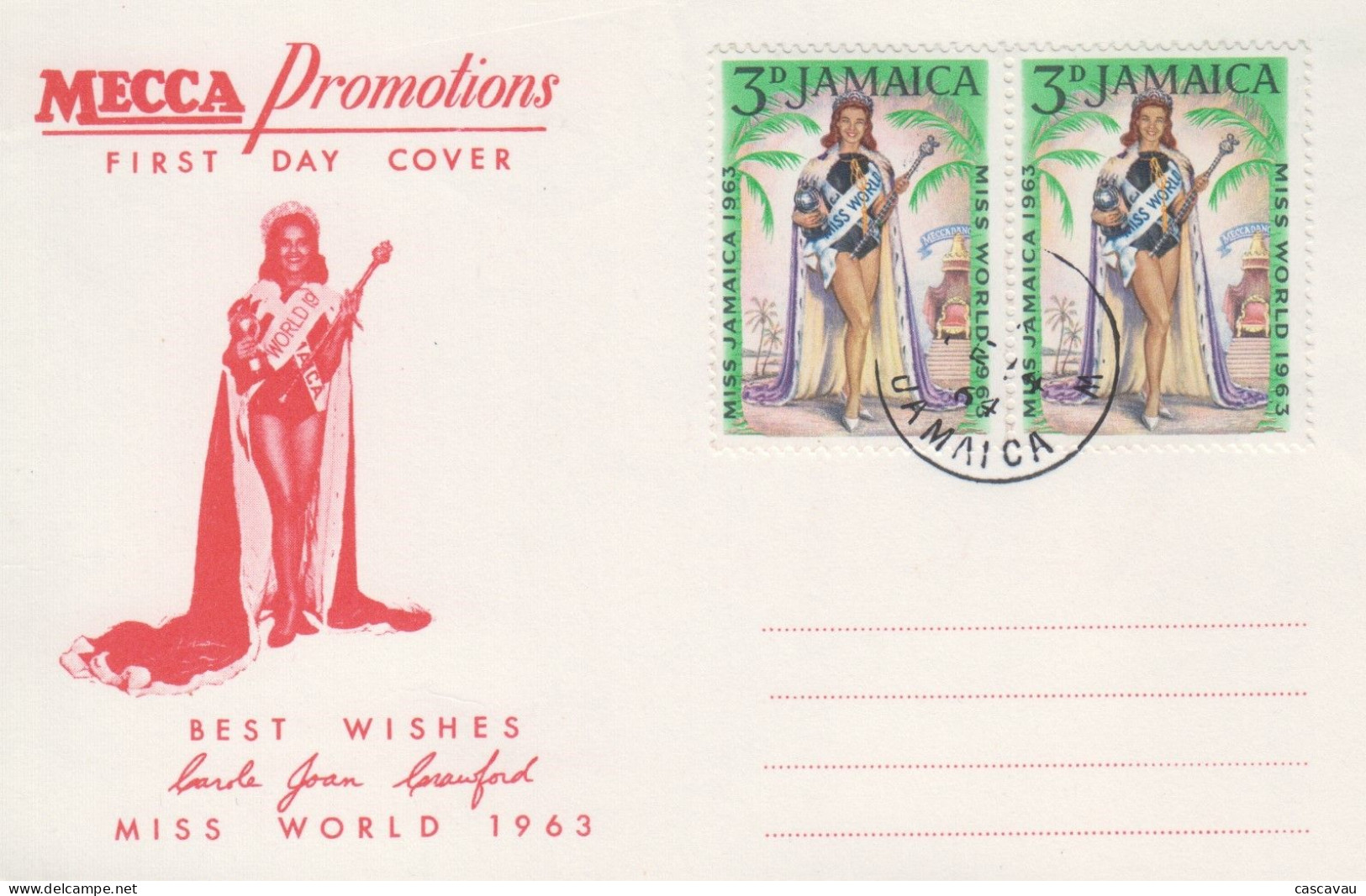 Carte  Maximum   1er   Jour   JAMAÏQUE    MISS   MONDE    1963 - Jamaica (1962-...)