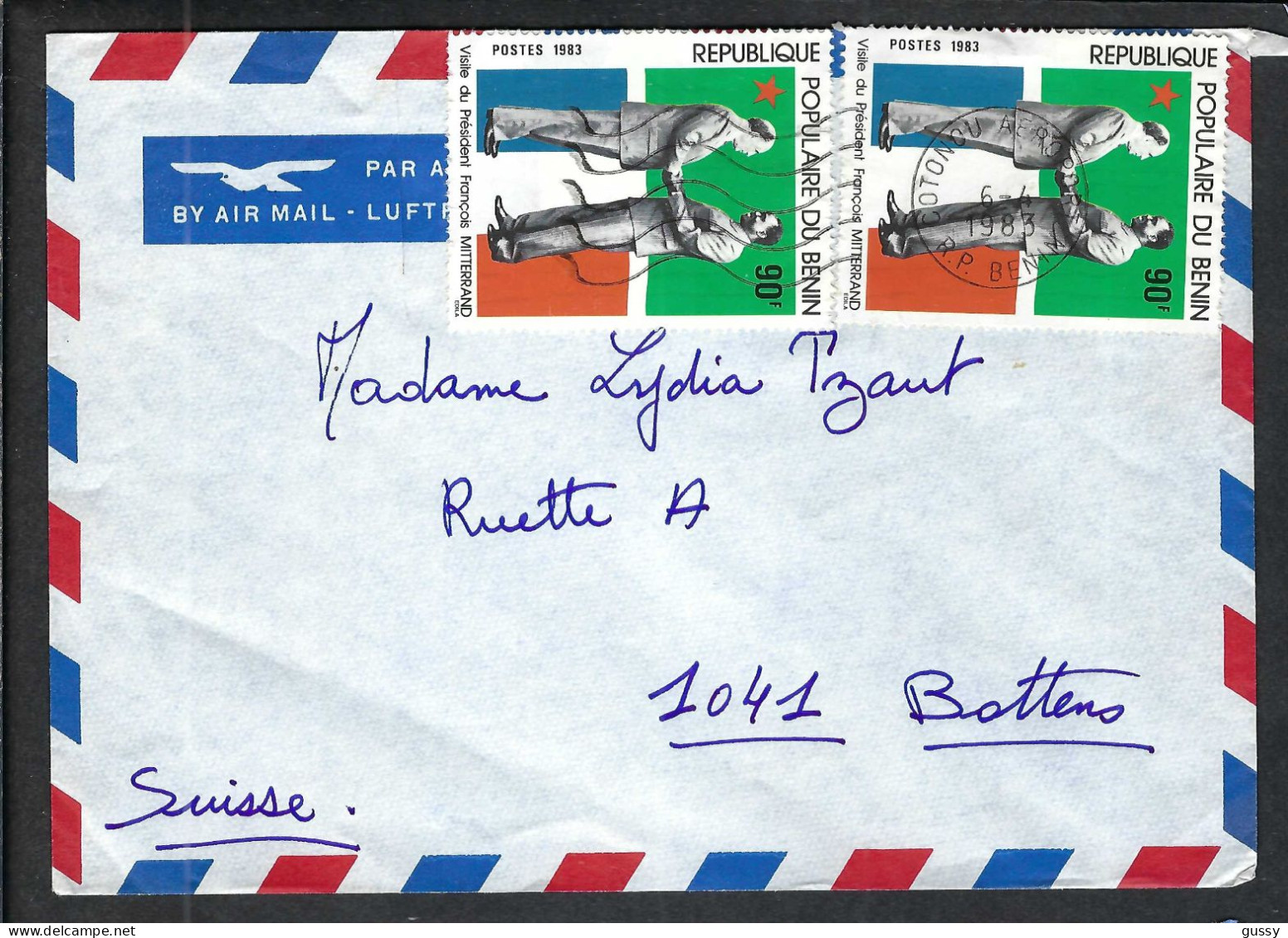 BENIN 1983: LSC De Cotonou à Bottens (VD, Suisse) - Briefe U. Dokumente