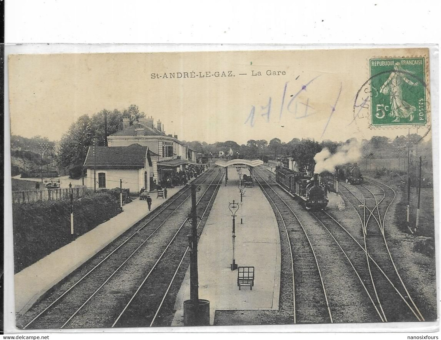 D 38. SAINT ANDRE LE GAZ.  LA GARE.  CARTE ECRITE - Saint-André-le-Gaz