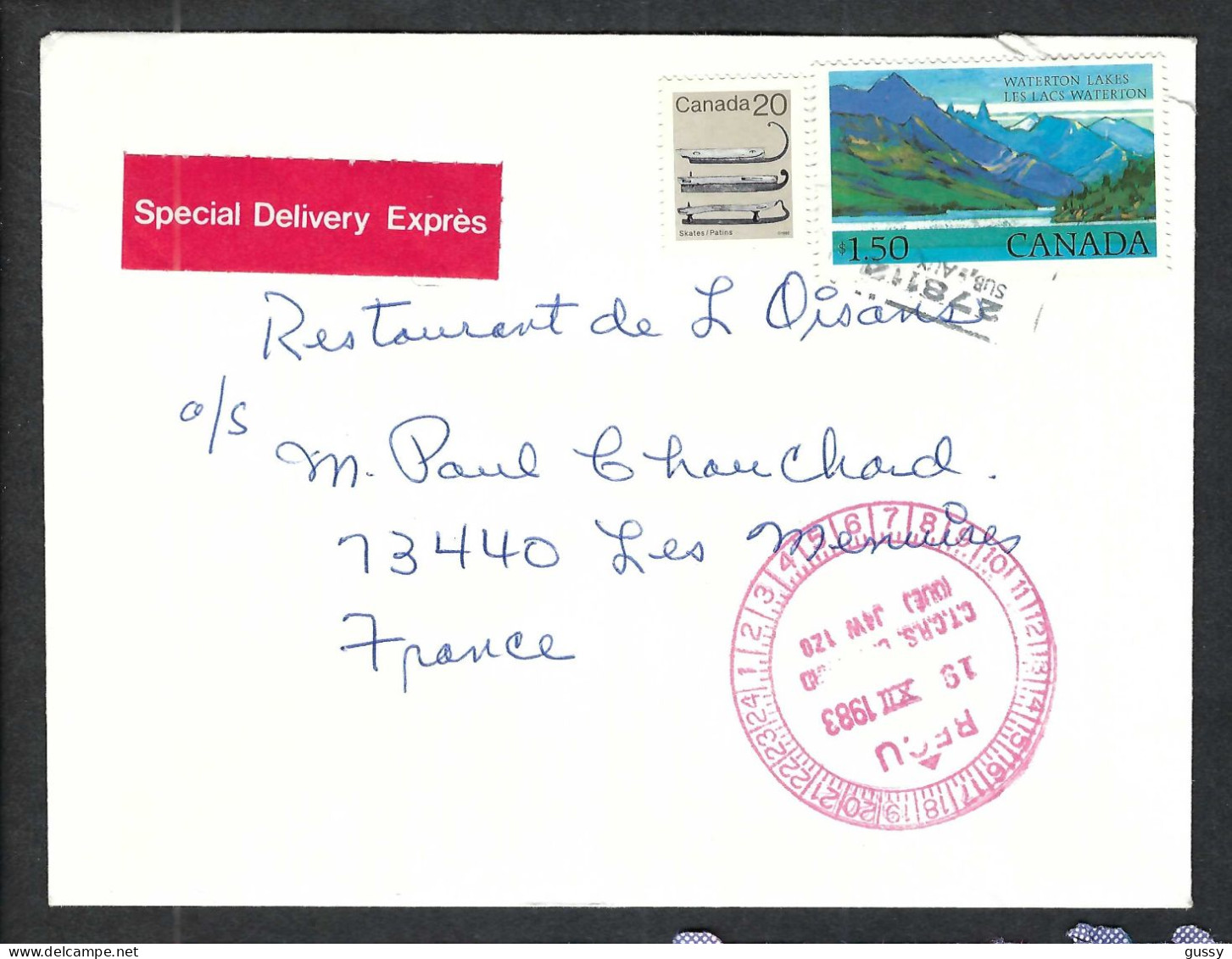 CANADA 1983: LSC De St Laurent (Québec) Pour Les Menuires (Savoie,France) - Special Delivery