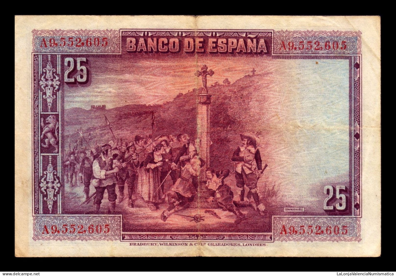 España Spain Lote 10 Billetes 25 Pesetas Calderón 1928 Pick 74 Bc/Mbc F/Vf - 1-2-5-25 Peseten