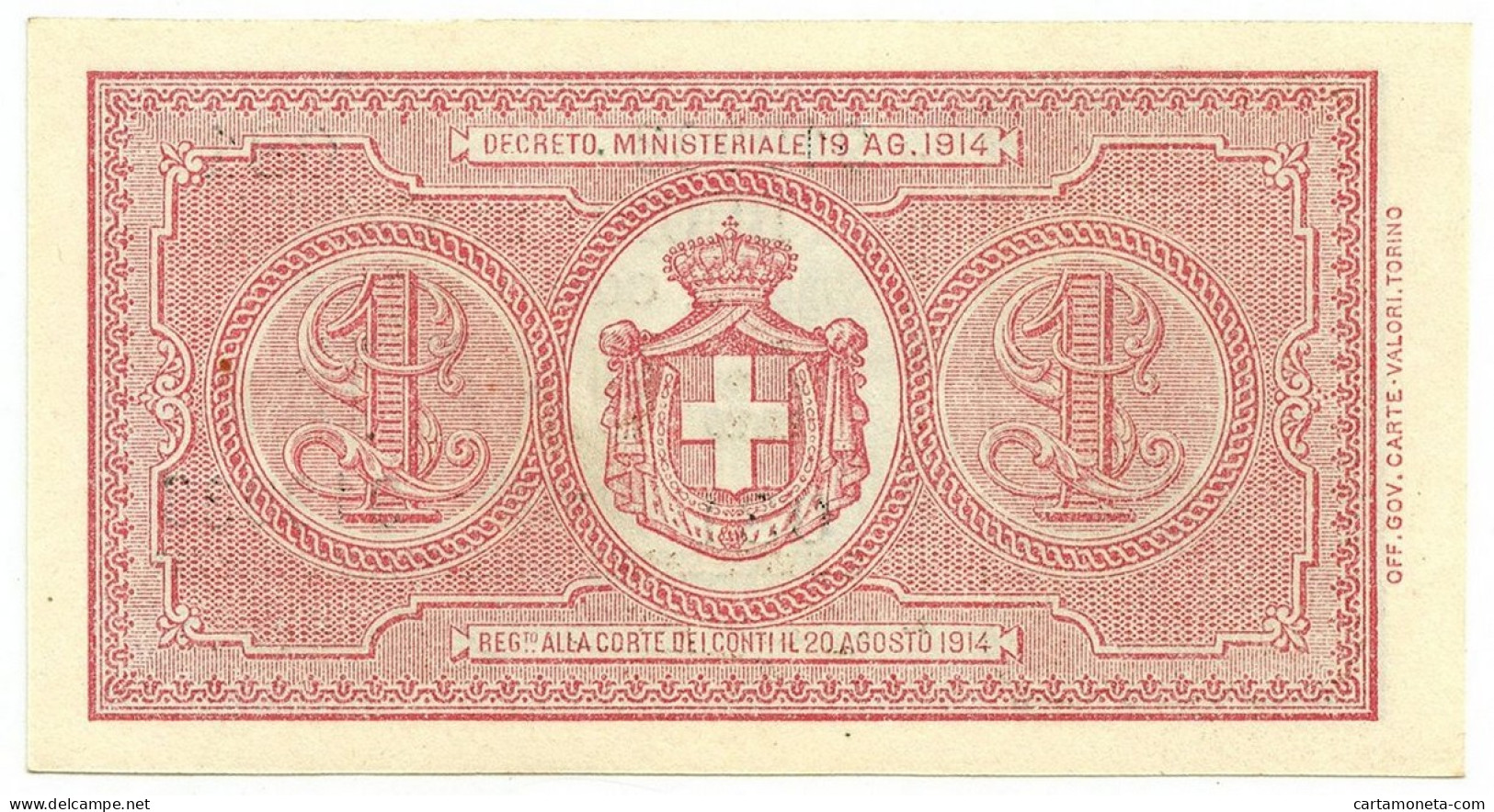 1 LIRA BUONO DI CASSA EFFIGE VITTORIO EMANUELE III 02/09/1914 SUP - Otros