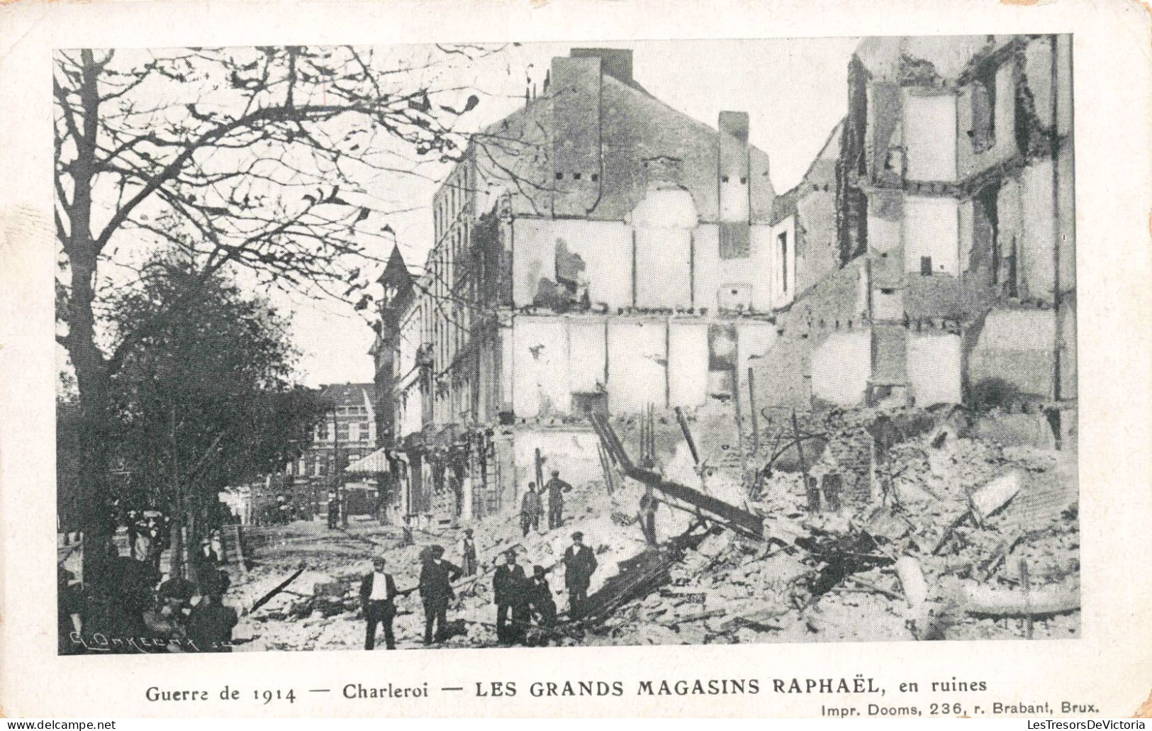 BELGIQUE - Guerre De 1914 - Charleroi - Les Grands Magasins Raphaël, En Ruines - Animé - Carte Postale Ancienne - Charleroi