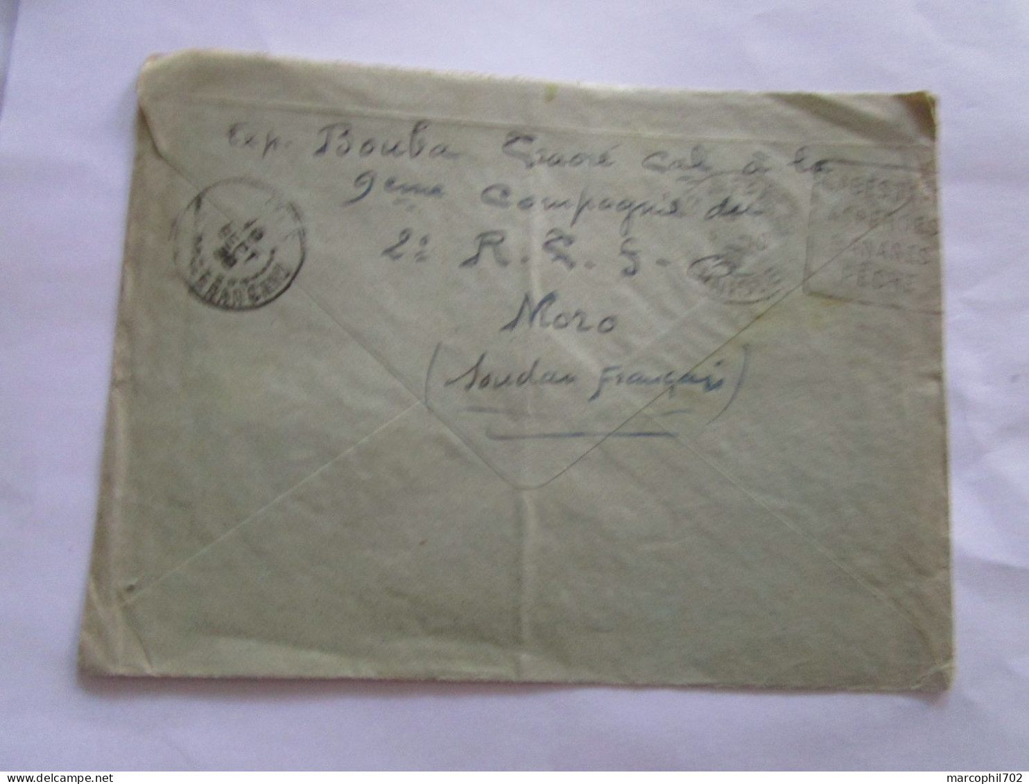 Lettre Ancienne Colonies Soudan Pour La Tunisie 8/9/38 - Briefe U. Dokumente