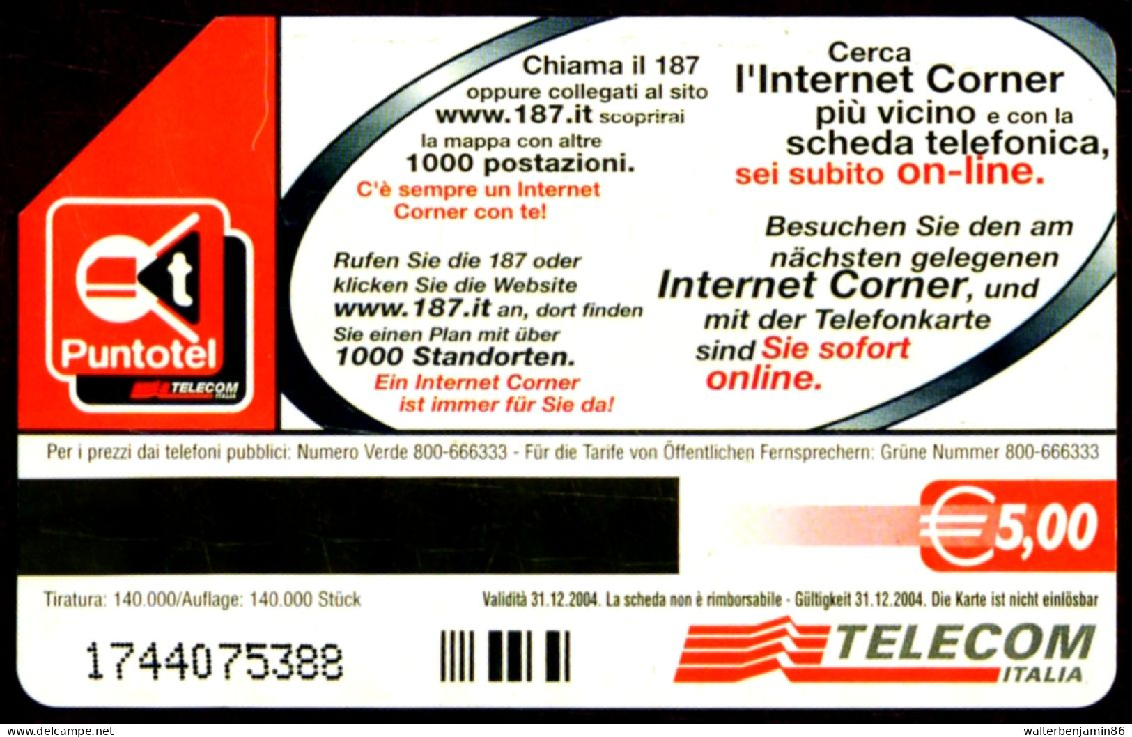 G AA 112 C&C 3657 SCHEDA TELEFONICA USATA BILINGUE INTERNET CORNER 2^A QUALITA' - Öff. Diverse TK