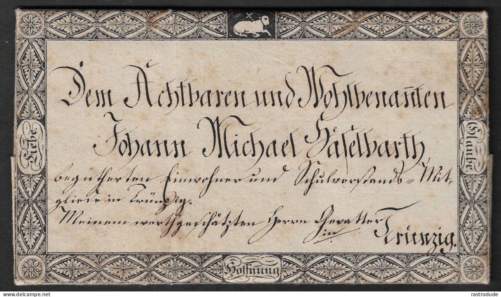 1839 WUNDERSCHÖNER FRÜHER ZIERBRIEF AUS TRÜNZIG, LANGENBERNSDORF, SACHSEN - EINLADUNG ZUR TAUFE - Saxe