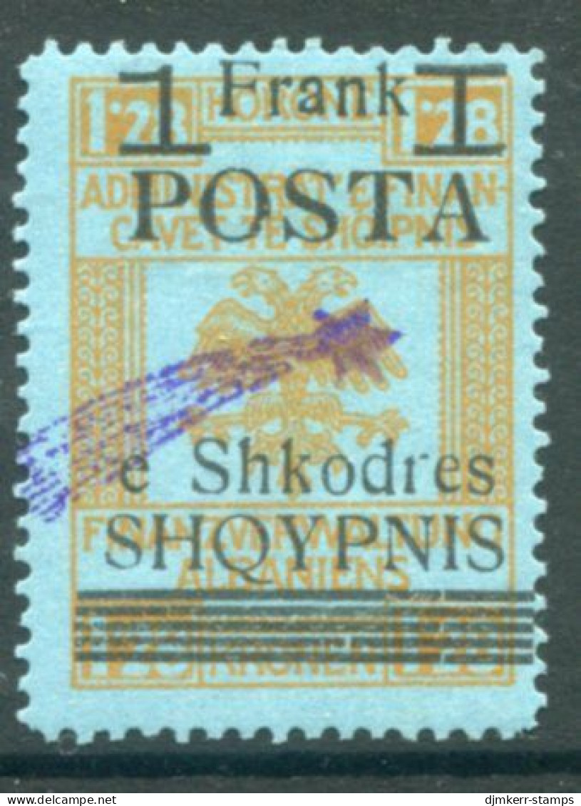 ALBANIA 1919 Straight Comet Overprint 1 F. On Fiscal 1.28 Kr. LHM / *.  Michel 52 III - Albanien