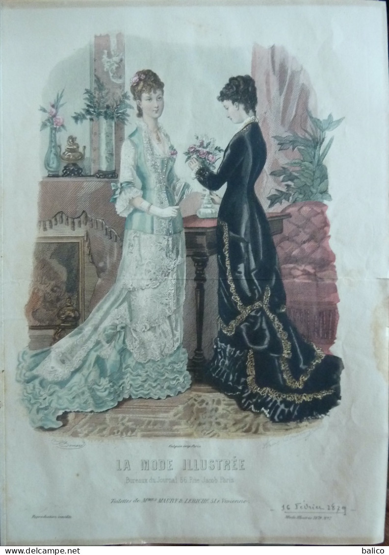 La Mode Illustrée 1879 - Gravure D'époque XIXème ( Déstockage Pas Cher) Réf; B 109 - Antes De 1900