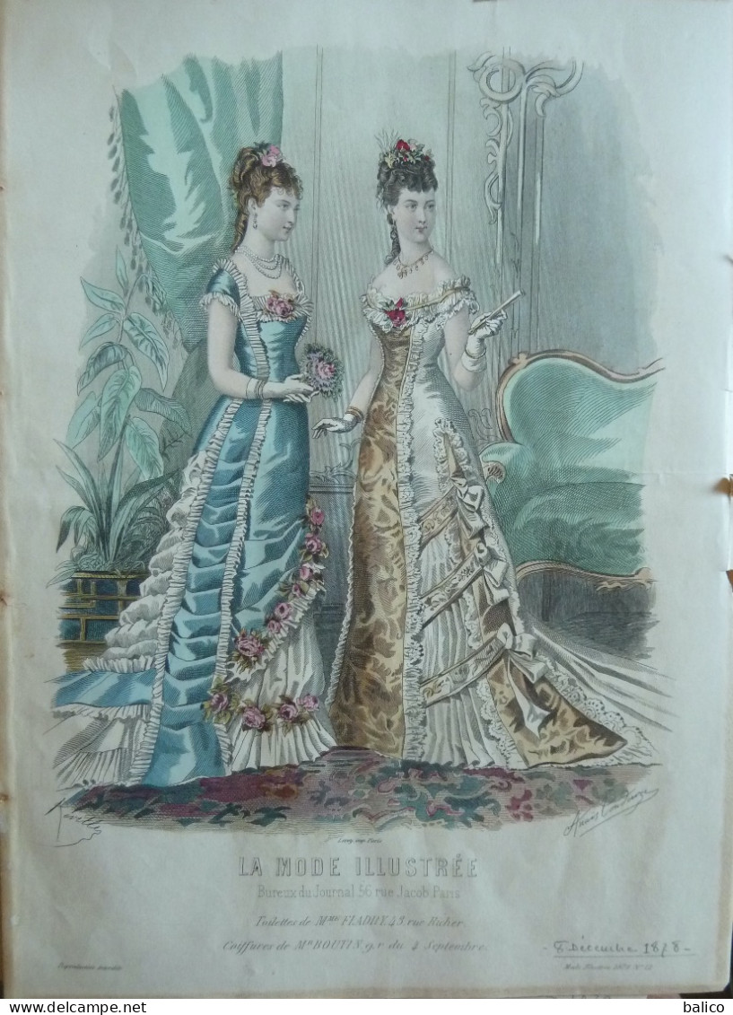 La Mode Illustrée 1878 - Gravure D'époque XIXème ( Déstockage Pas Cher) Réf; B 111 - Antes De 1900