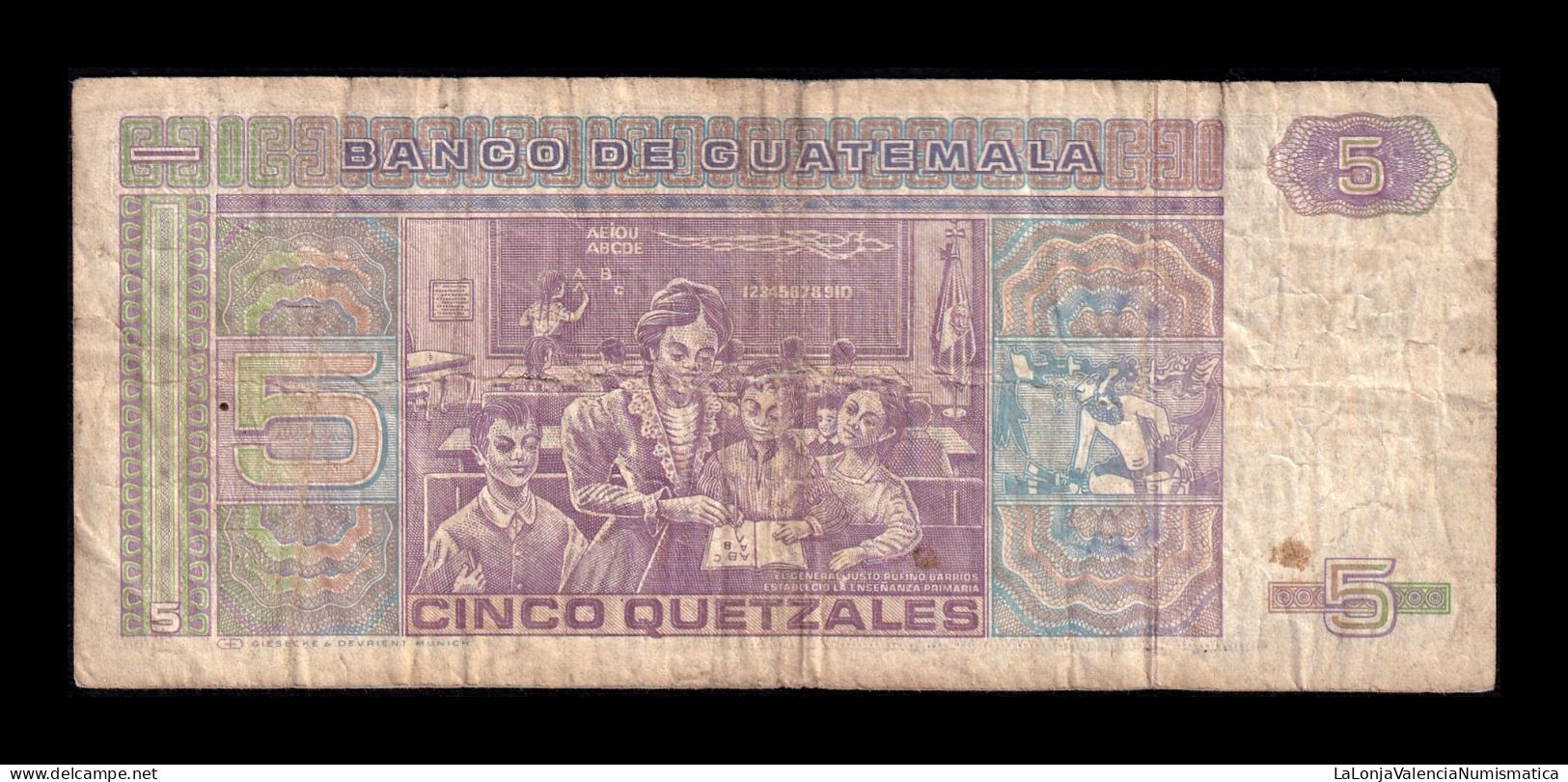 Guatemala 5 Quetzales 1986 Pick 67 Bc F - Guatemala