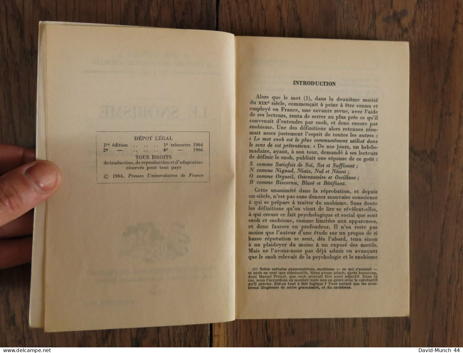 Que Sais-je? N° 1141: Le Snobisme De Philippe Puy De Clinchamps. PUF. 1966 - Sociologia