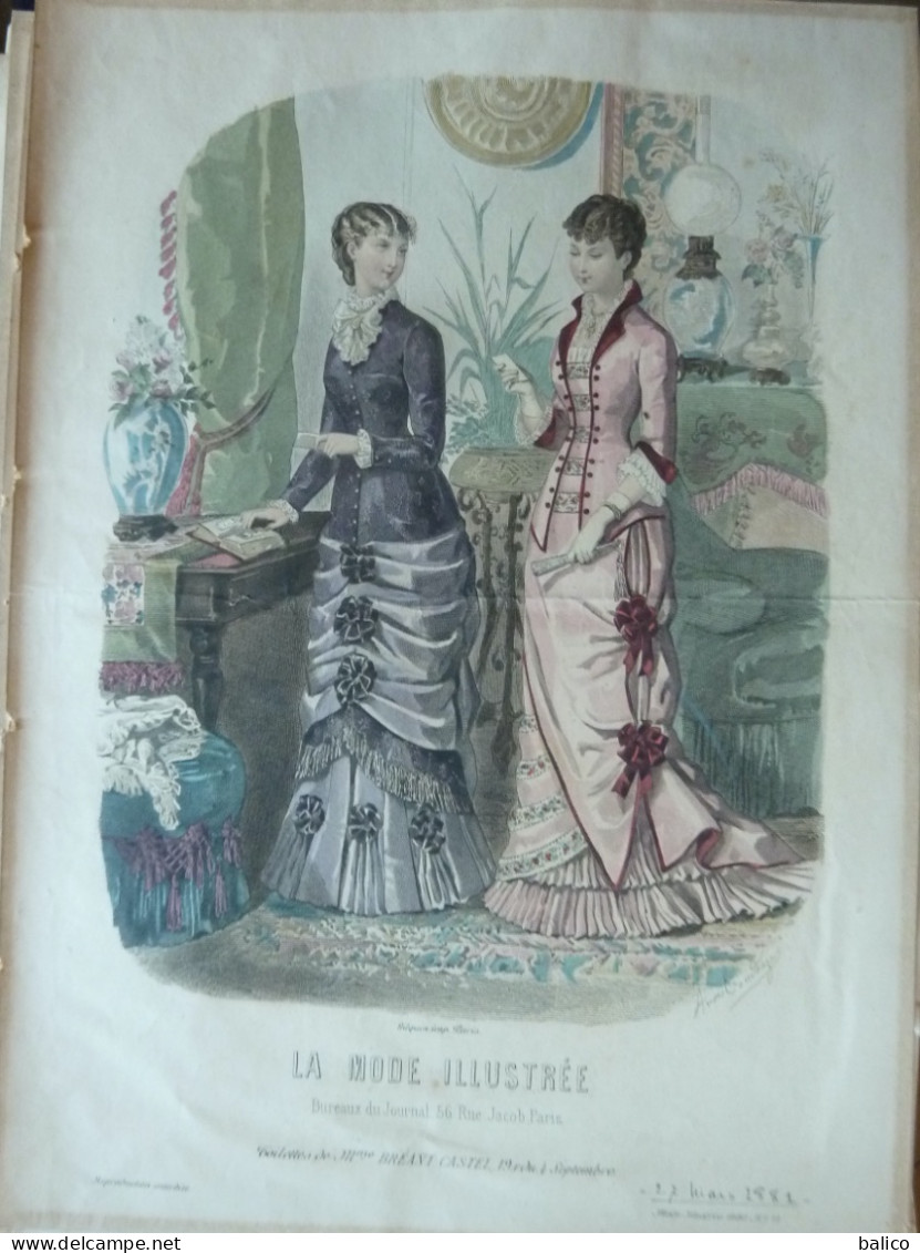 La Mode Illustrée 1880 - Gravure D'époque XIXème ( Déstockage Pas Cher) Réf; B 119 - Before 1900