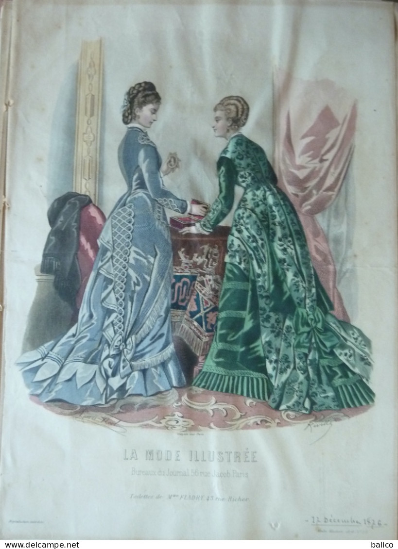 La Mode Illustrée 1876 - Gravure D'époque XIXème ( Déstockage Pas Cher) Réf; B 122 - Before 1900