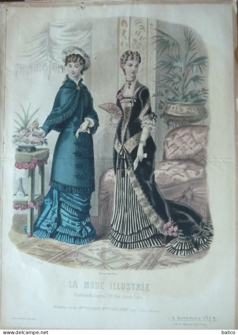 La Mode Illustrée 1879 - Gravure D'époque XIXème ( Déstockage Pas Cher) Réf; B 123 - Avant 1900