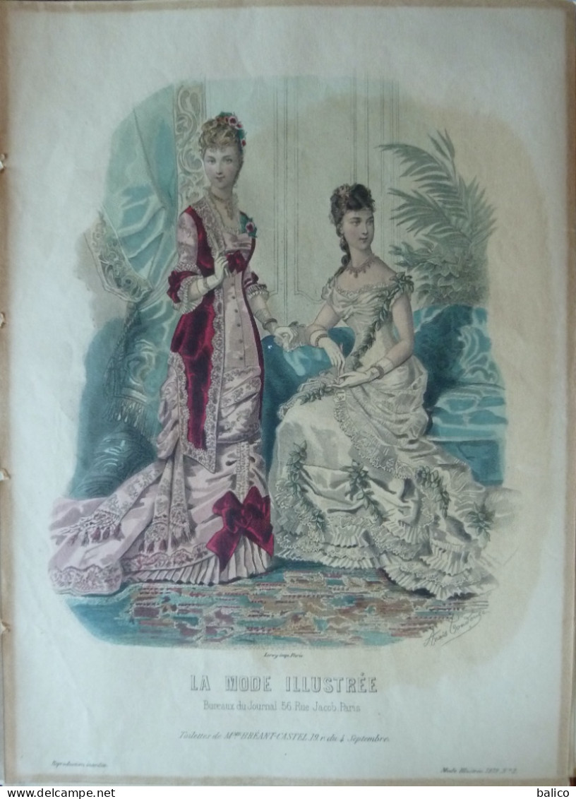 La Mode Illustrée 1879 - Gravure D'époque XIXème ( Déstockage Pas Cher) Réf; B 125 - Antes De 1900