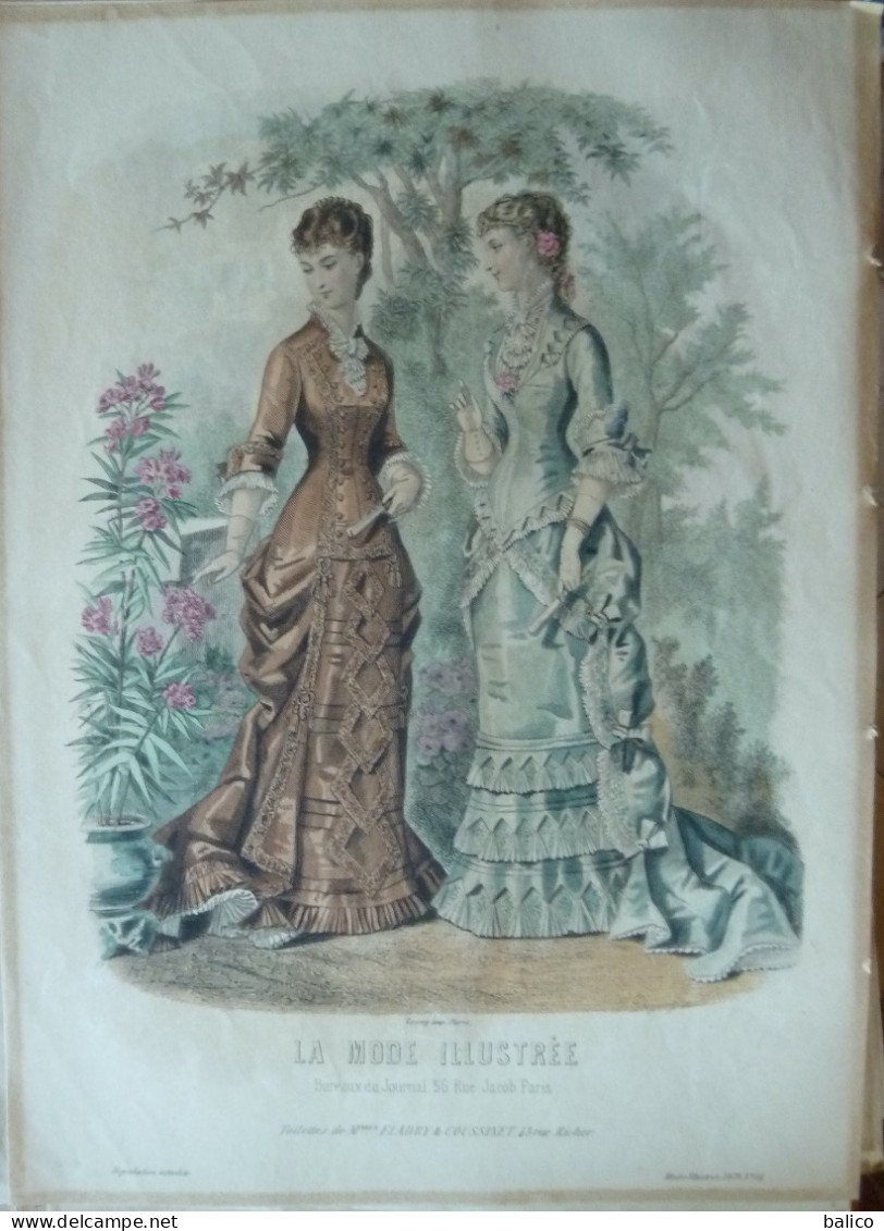 La Mode Illustrée 1877 - Gravure D'époque XIXème ( Déstockage Pas Cher) Réf; B 126 - Voor 1900