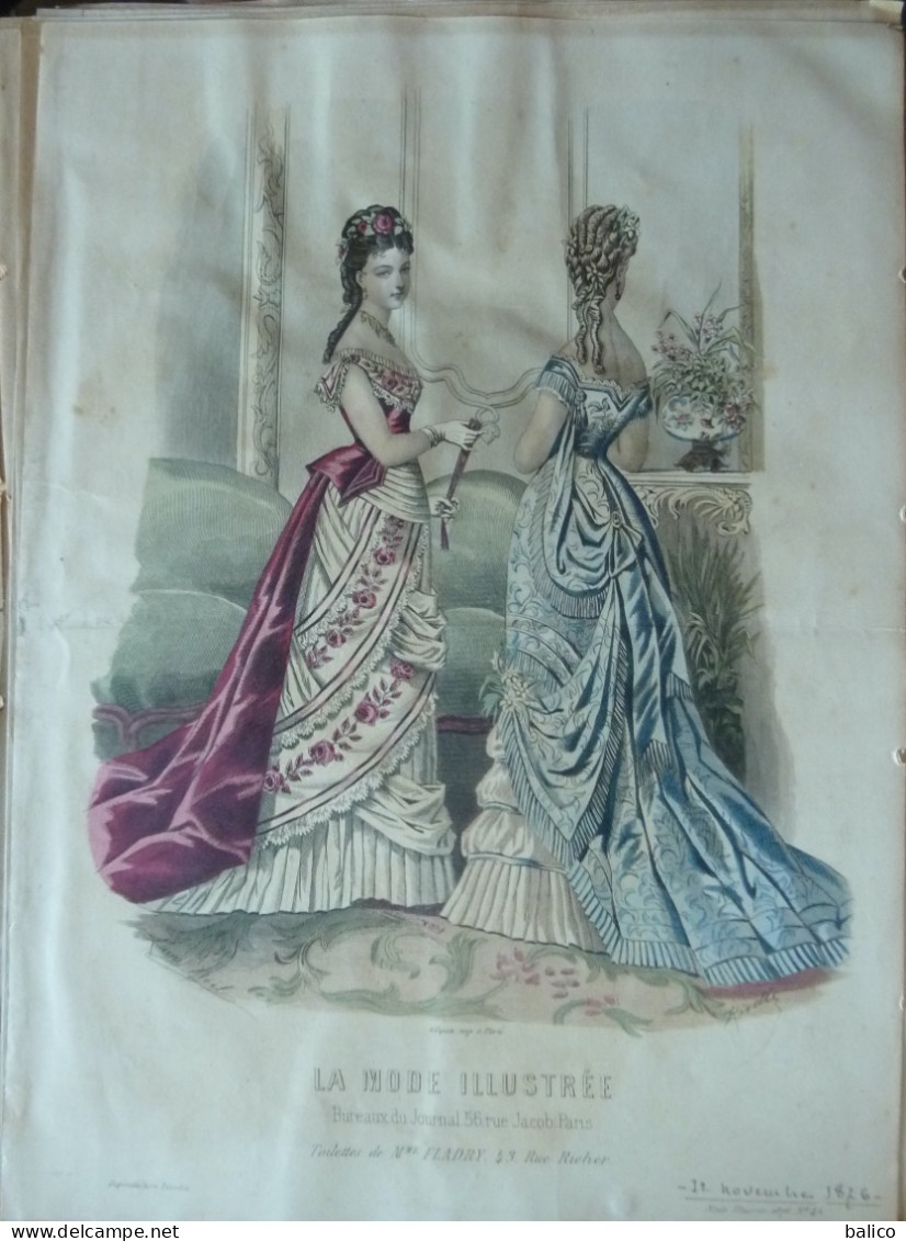 La Mode Illustrée 1879 - Gravure D'époque XIXème ( Déstockage Pas Cher) Réf; B 127 - Antes De 1900