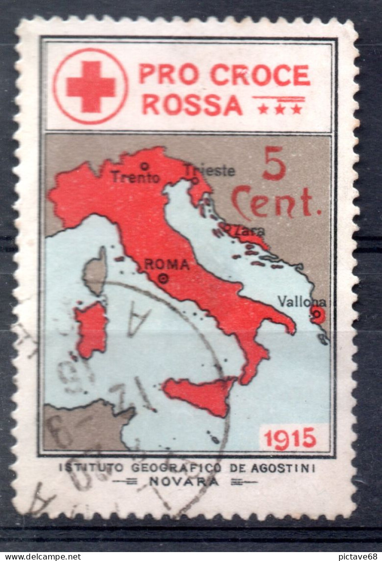 ITALIE /  TRES BEAU TIMBRE POUR LA CROIX ROUGE DE 5 Cent. DE 1915  OBLITERE - Erinnofilia