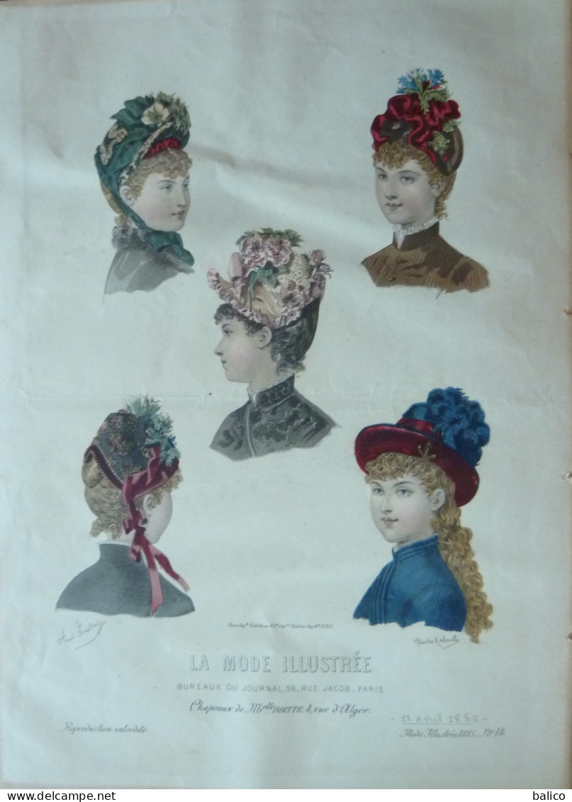 La Mode Illustrée 1885 - Gravure D'époque XIXème ( Déstockage Pas Cher) Réf; B 131 - Voor 1900