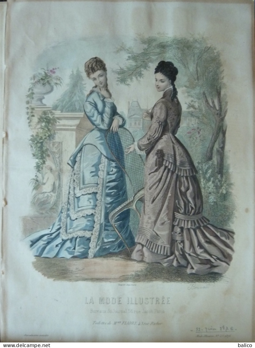 La Mode Illustrée 1876 - Gravure D'époque XIXème ( Déstockage Pas Cher) Réf; B 132 - Vor 1900