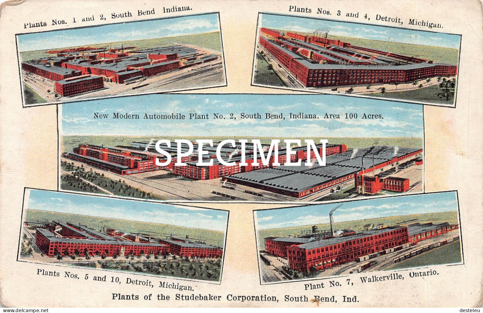 Plants Of The Studebaker Co - South Bend - Detroit - Walkerville - South Bend