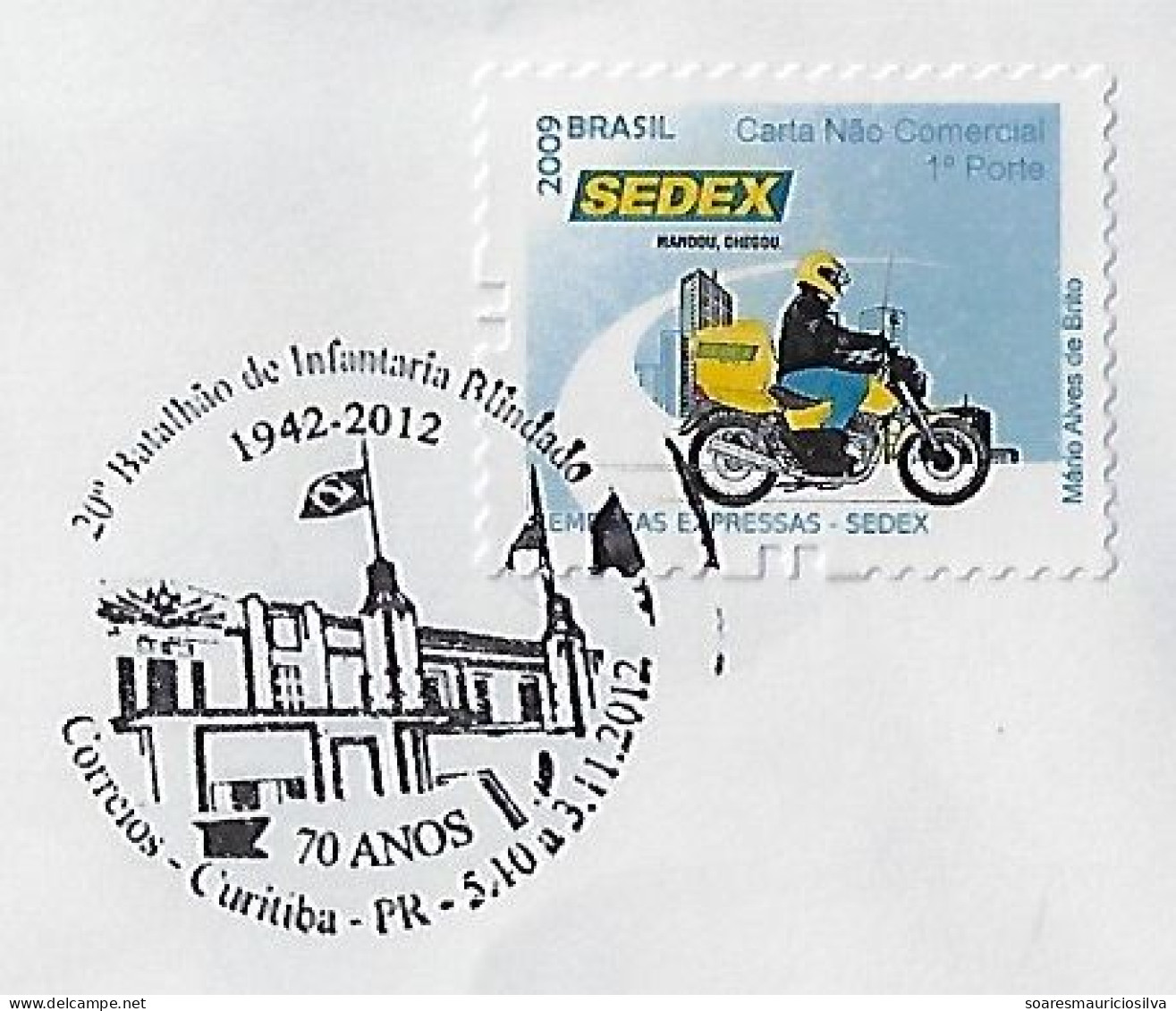 Brazil 2012 Cover With Commemorative Cancel 70 Years Of The 20th Armored Infantry Battalion In Curitiba - Lettres & Documents