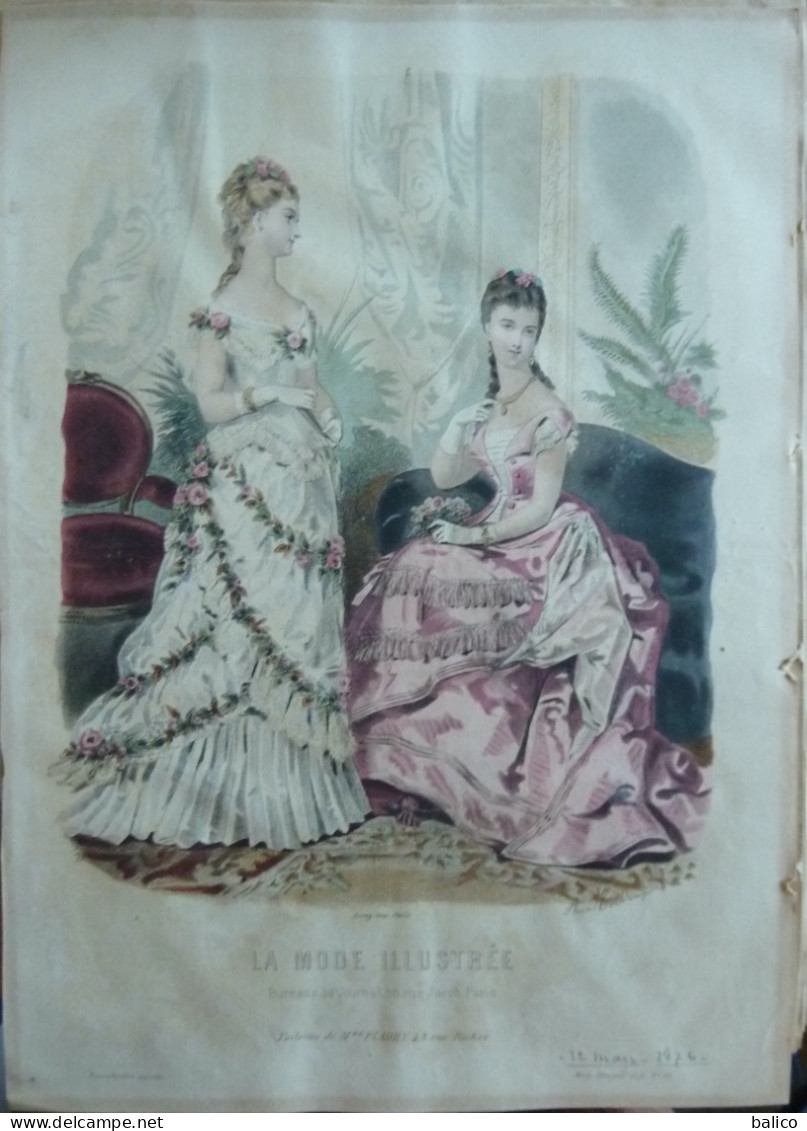 La Mode Illustrée 1876 - Gravure D'époque XIXème ( Déstockage Pas Cher) Réf; B 138 - Voor 1900